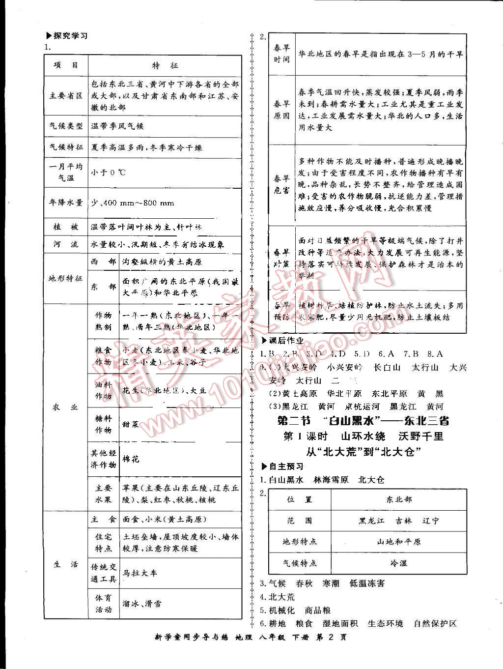 2015年新學案同步導與練八年級地理下冊人教版 第2頁