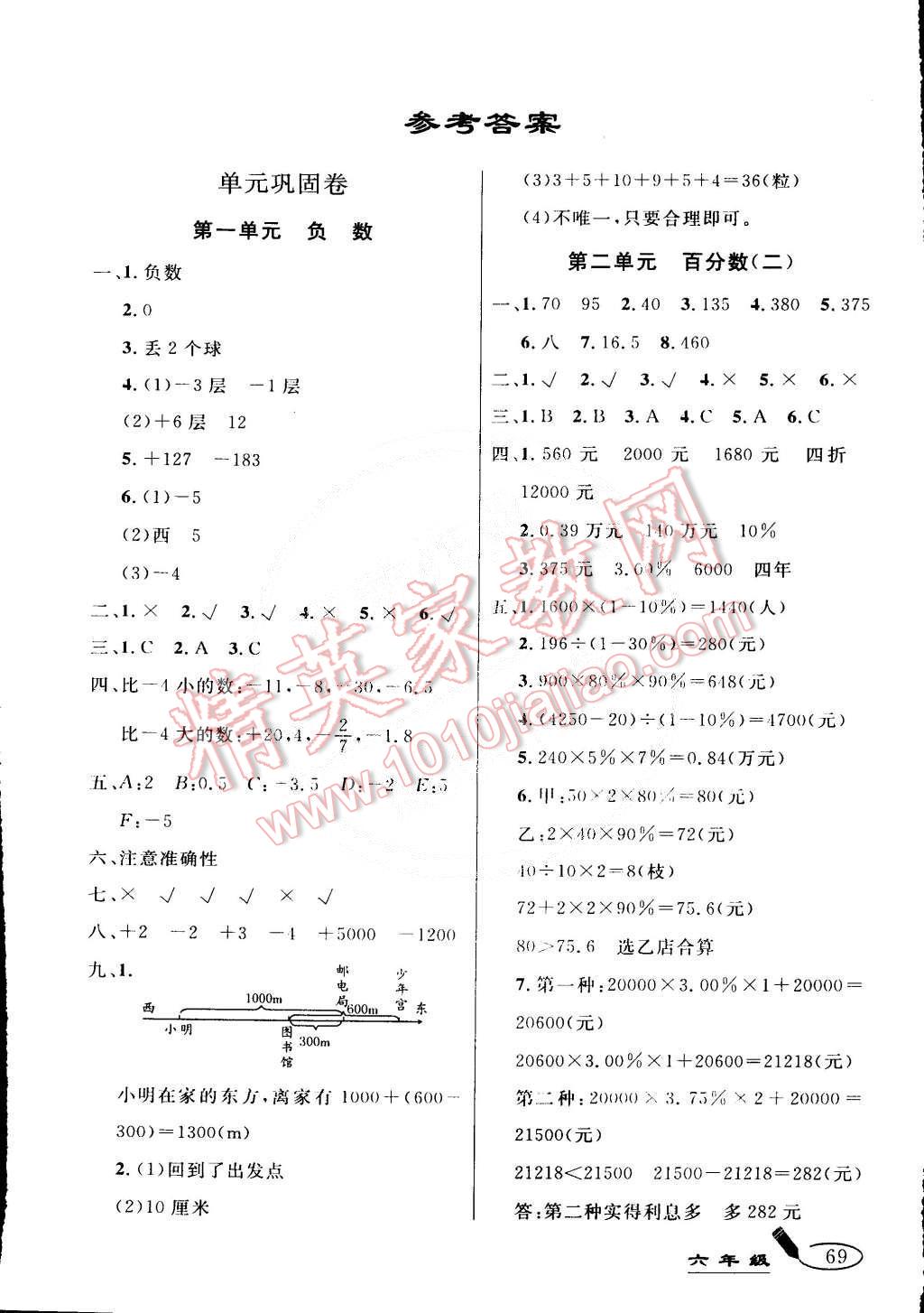 2015年亮點(diǎn)激活精編提優(yōu)大試卷六年級數(shù)學(xué)下冊人教版 第1頁