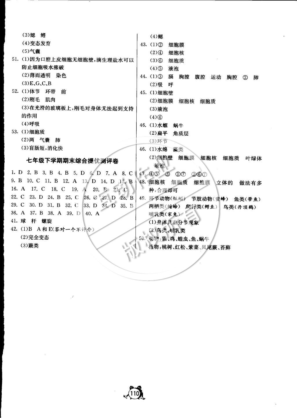 2015年单元双测全程提优测评卷七年级生物学下册苏教版 第8页