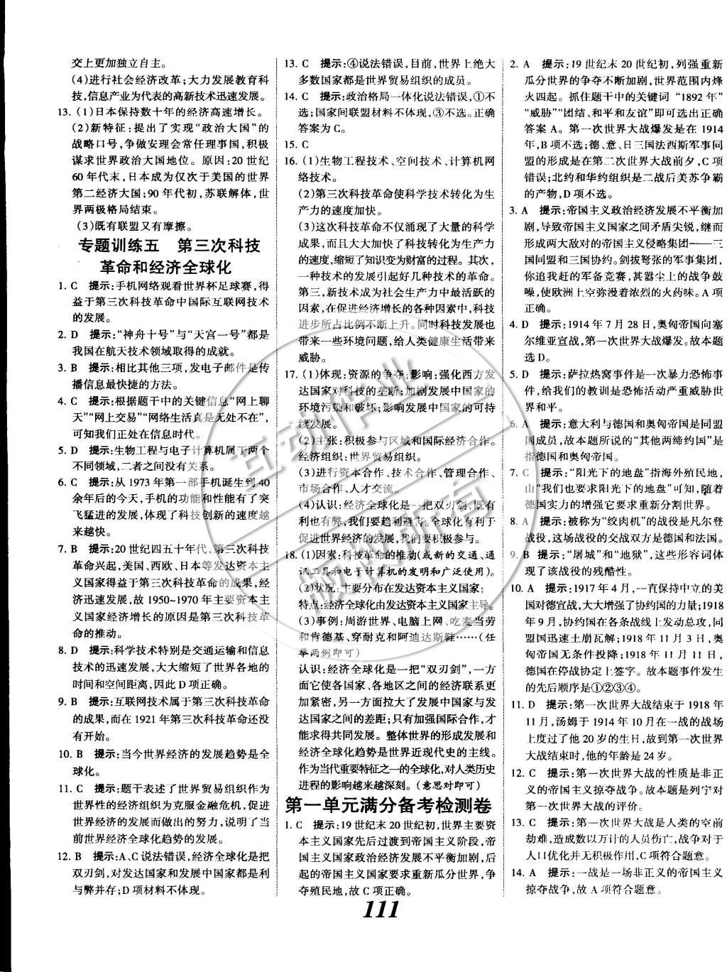 2014年全優(yōu)課堂考點集訓與滿分備考九年級歷史全一冊下 第11頁