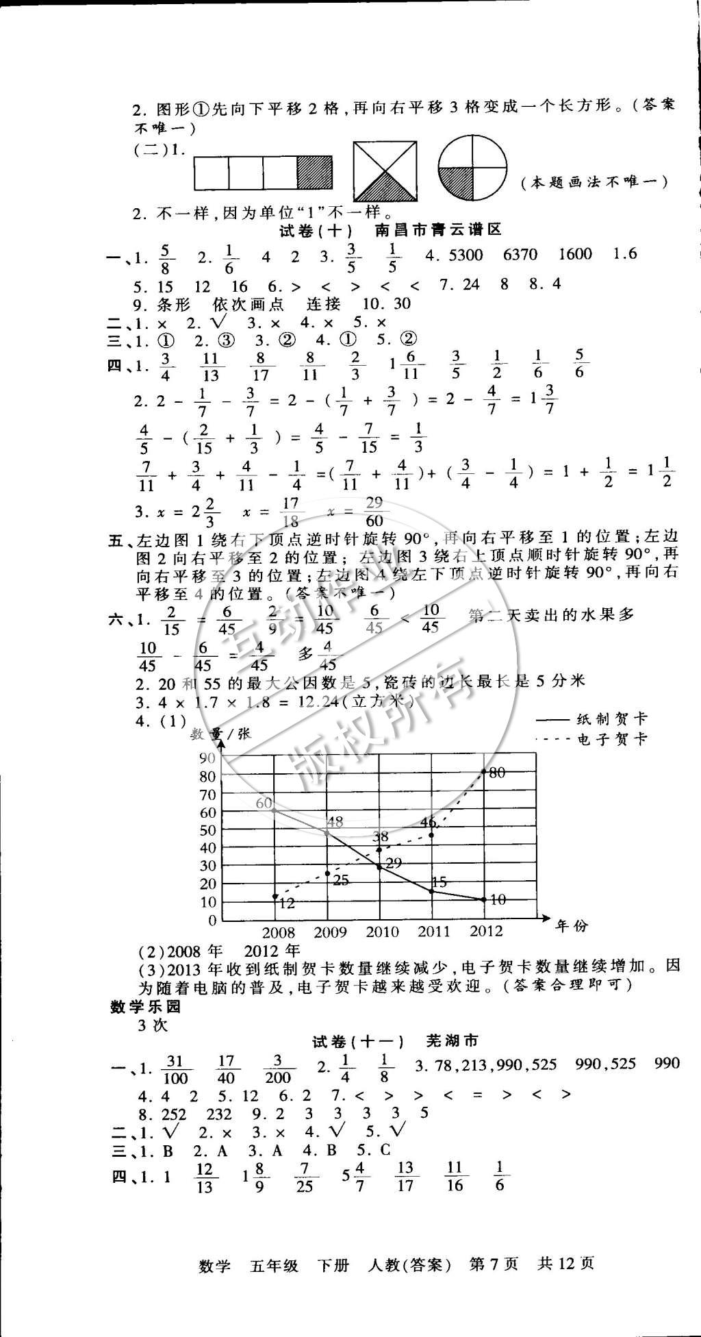 2015年王朝霞各地期末試卷精選五年級數(shù)學(xué)下冊人教版 第7頁