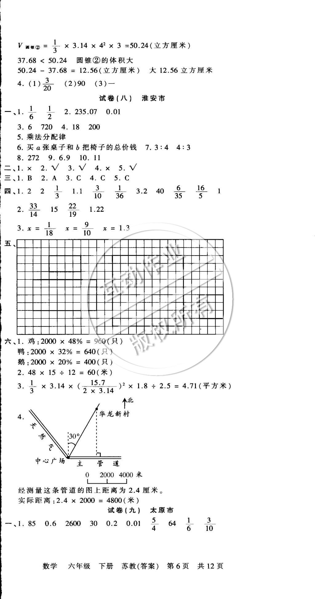 2015年王朝霞各地期末試卷精選六年級數(shù)學下冊蘇教版 第6頁