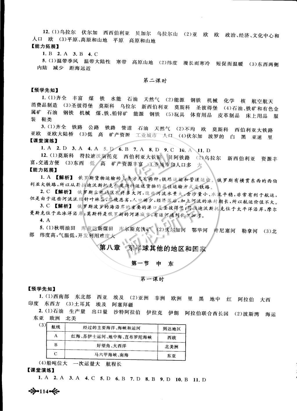 2015年自主学习当堂反馈七年级地理下册人教版 第5页