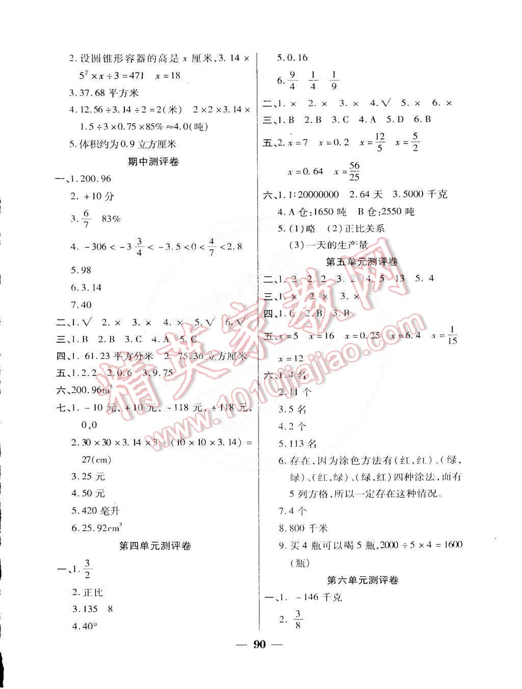 2015年啟智課堂作業(yè)本六年級(jí)數(shù)學(xué)下冊(cè)人教版 第6頁(yè)