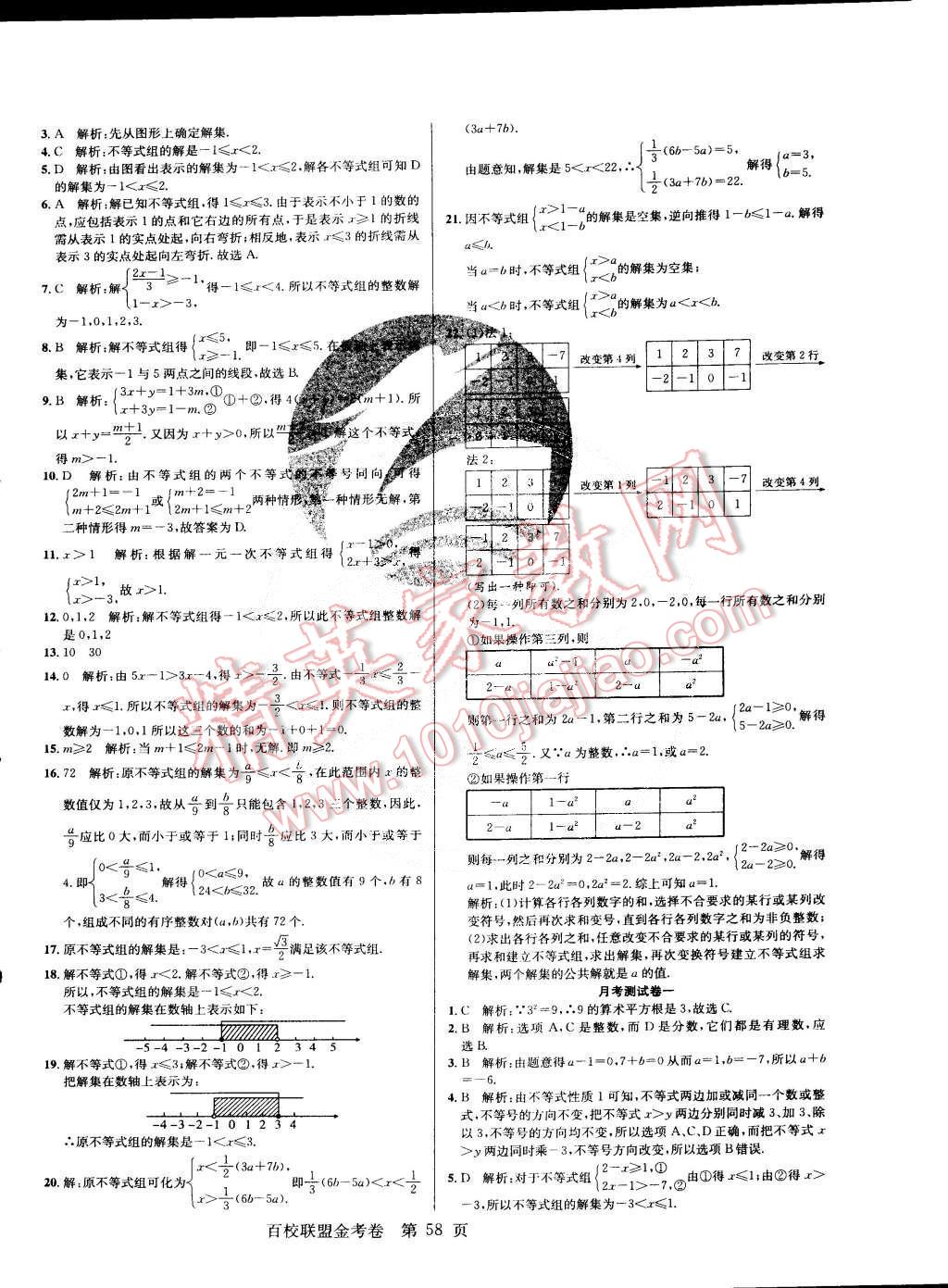 2015年百校聯(lián)盟金考卷七年級數(shù)學(xué)下冊滬科版 第2頁