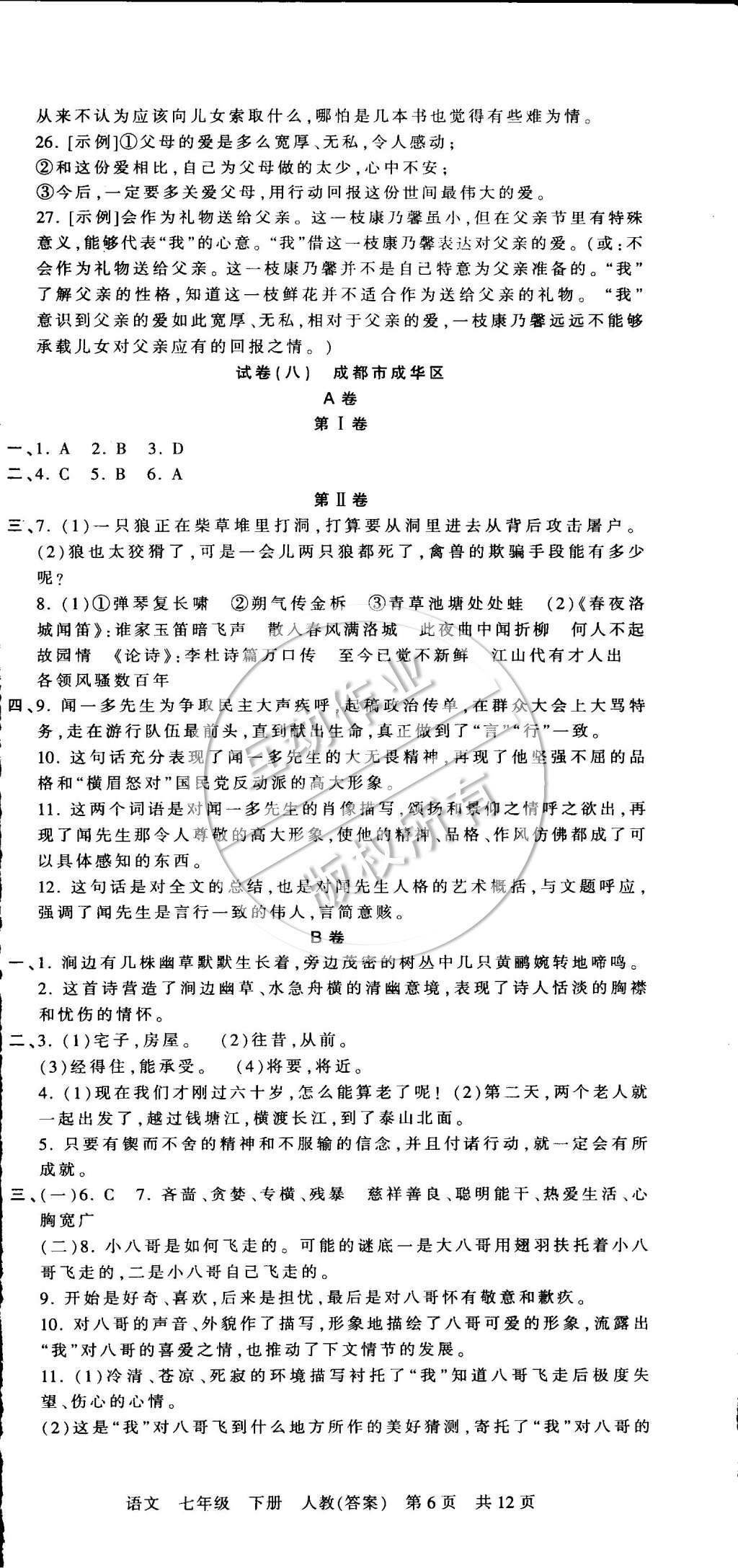 2015年王朝霞各地期末试卷精选七年级语文下册人教版 第6页