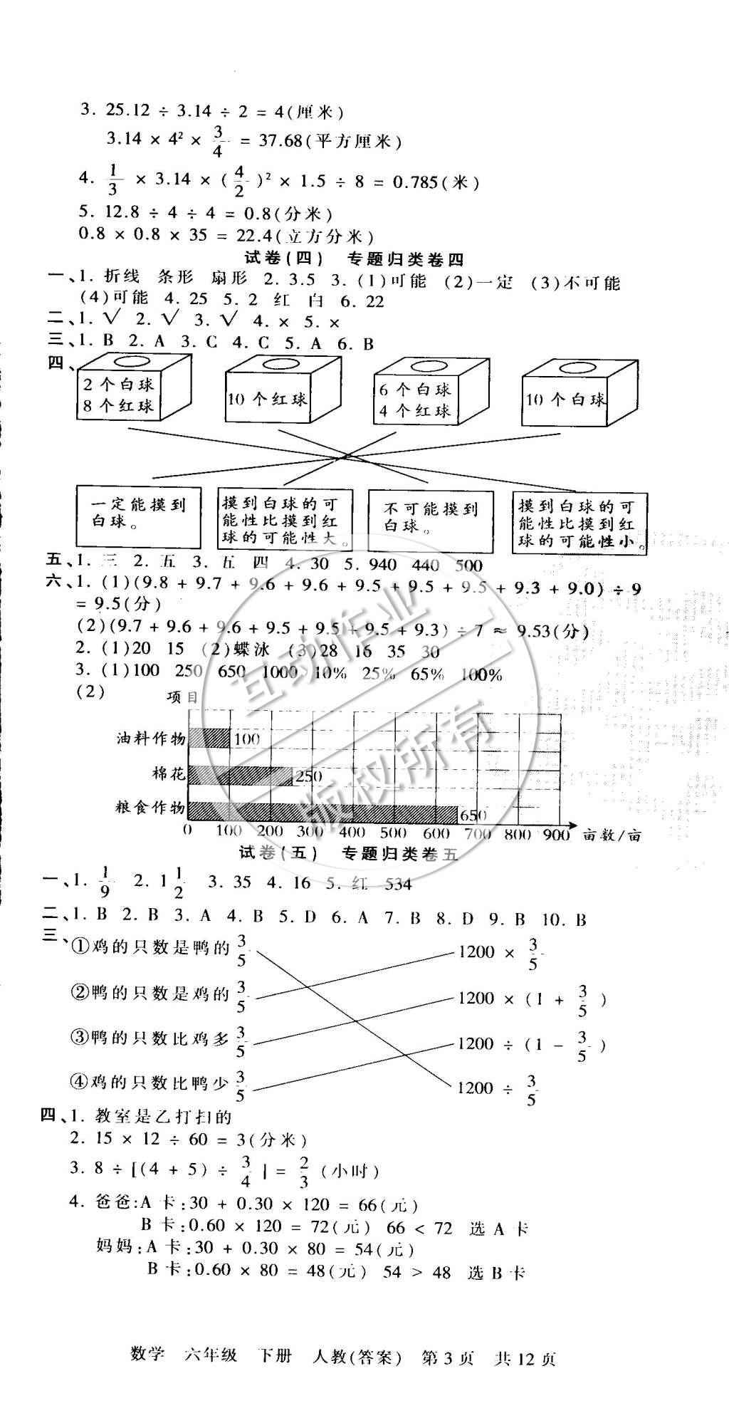 2015年王朝霞各地期末試卷精選六年級數(shù)學(xué)下冊人教版 第3頁