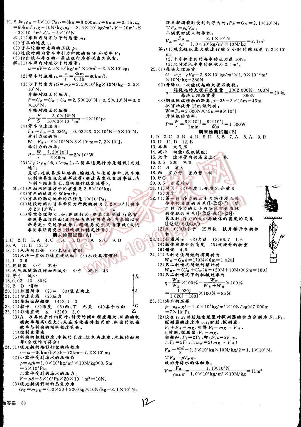 2015年同步检测金卷八年级物理下册人教版 第15页