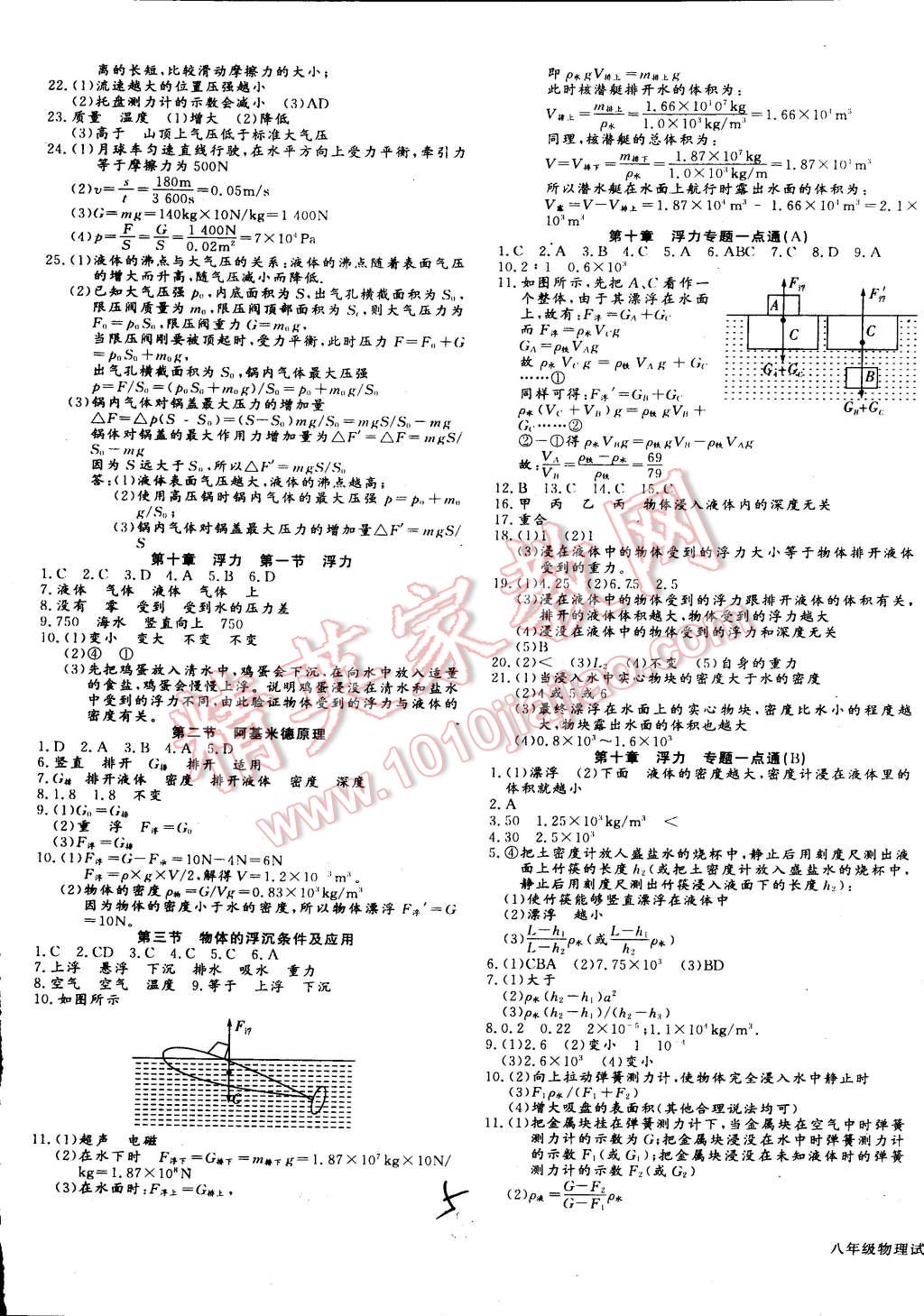 2015年同步检测金卷八年级物理下册人教版 第8页