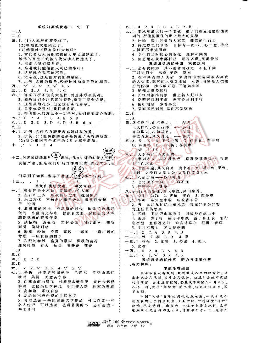 2015年王朝霞培優(yōu)100分六年級(jí)語(yǔ)文下冊(cè)蘇教版 第6頁(yè)