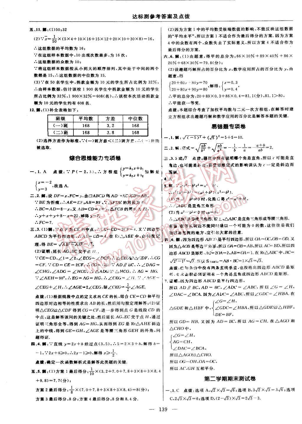 2015年点拨训练八年级数学下册人教版 第9页