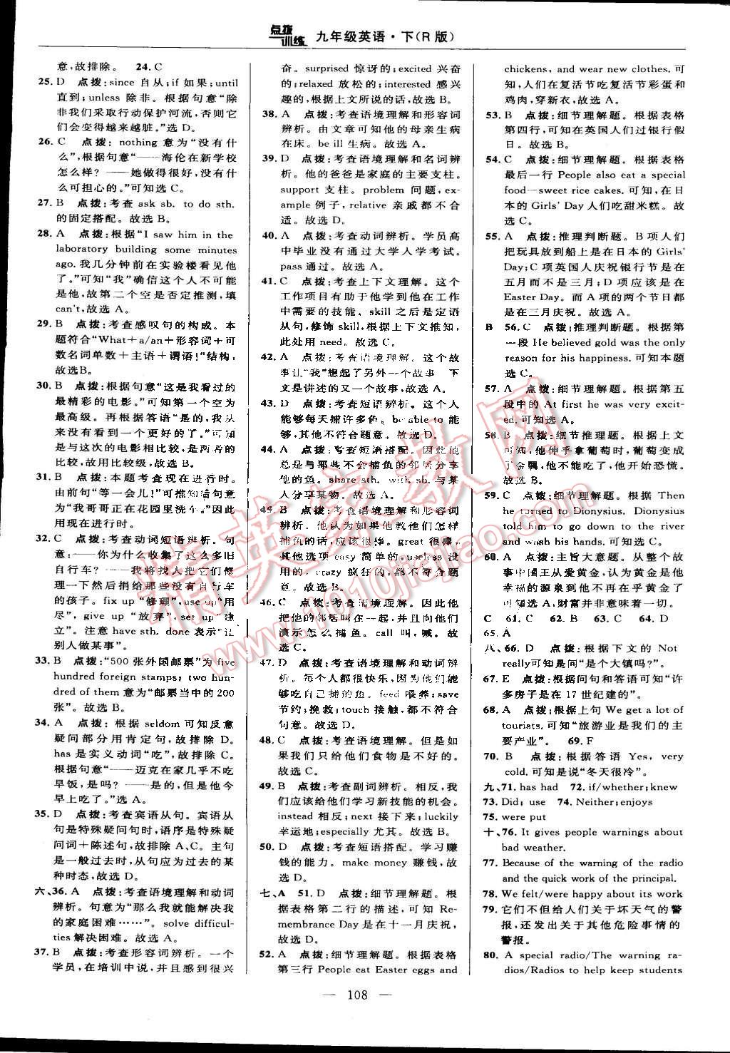 2016年點(diǎn)撥訓(xùn)練九年級(jí)英語(yǔ)下冊(cè)人教版 第14頁(yè)