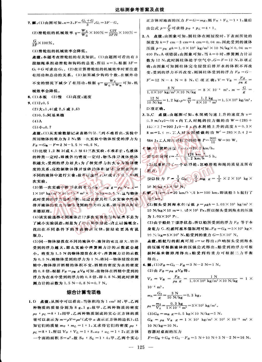 2015年點(diǎn)撥訓(xùn)練八年級物理下冊人教版 第7頁