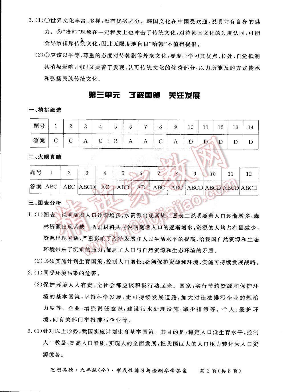 2014年新课标形成性练习与检测九年级思想品德全一册 第3页