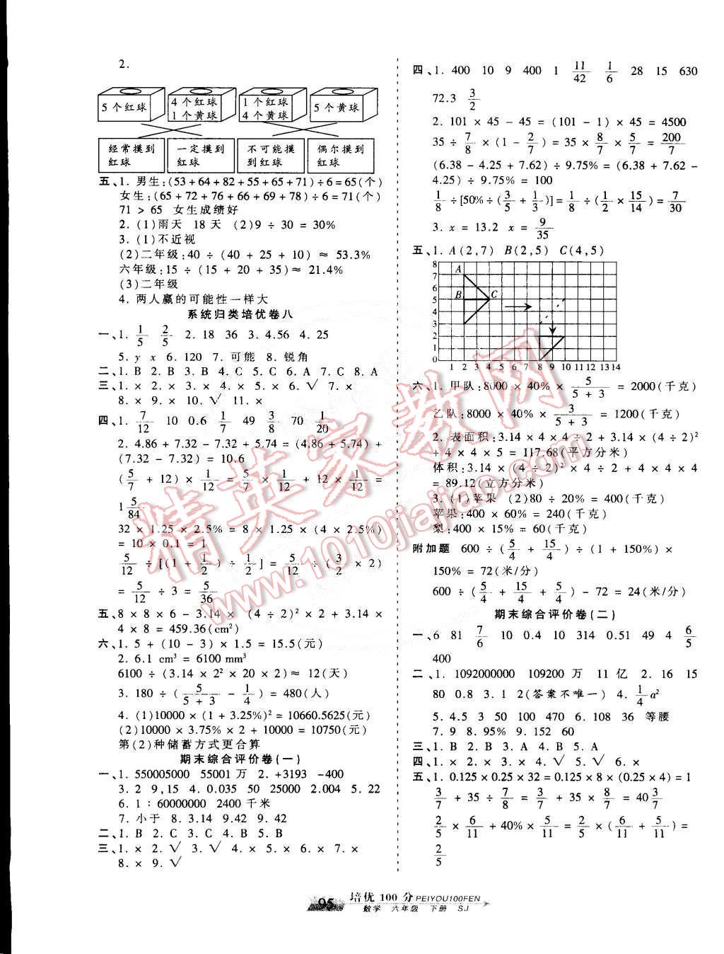 2015年王朝霞培優(yōu)100分六年級(jí)數(shù)學(xué)下冊(cè)蘇教版 第7頁