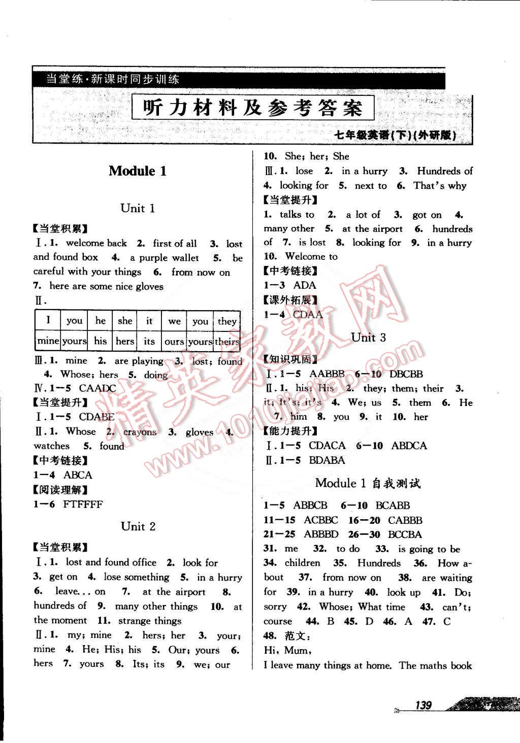 2015年當(dāng)堂練新課時(shí)同步訓(xùn)練七年級(jí)英語(yǔ)下冊(cè)外研版 第1頁(yè)