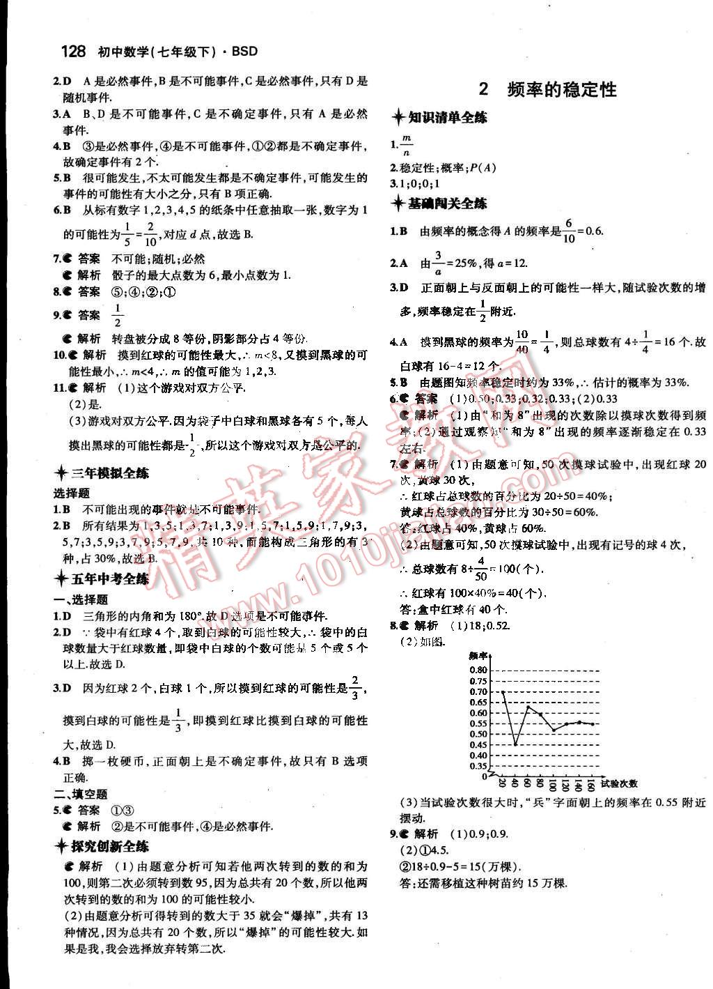 2015年5年中考3年模擬初中數(shù)學七年級下冊北師大版 第28頁