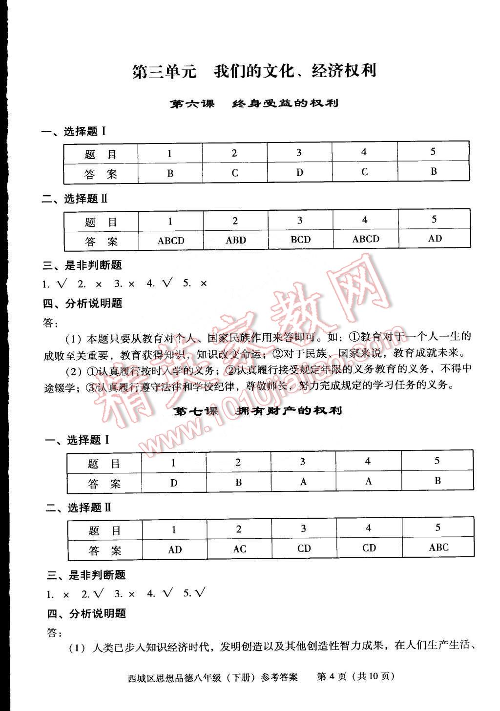 2015年學(xué)習(xí)探究診斷八年級(jí)思想品德下冊(cè) 第4頁