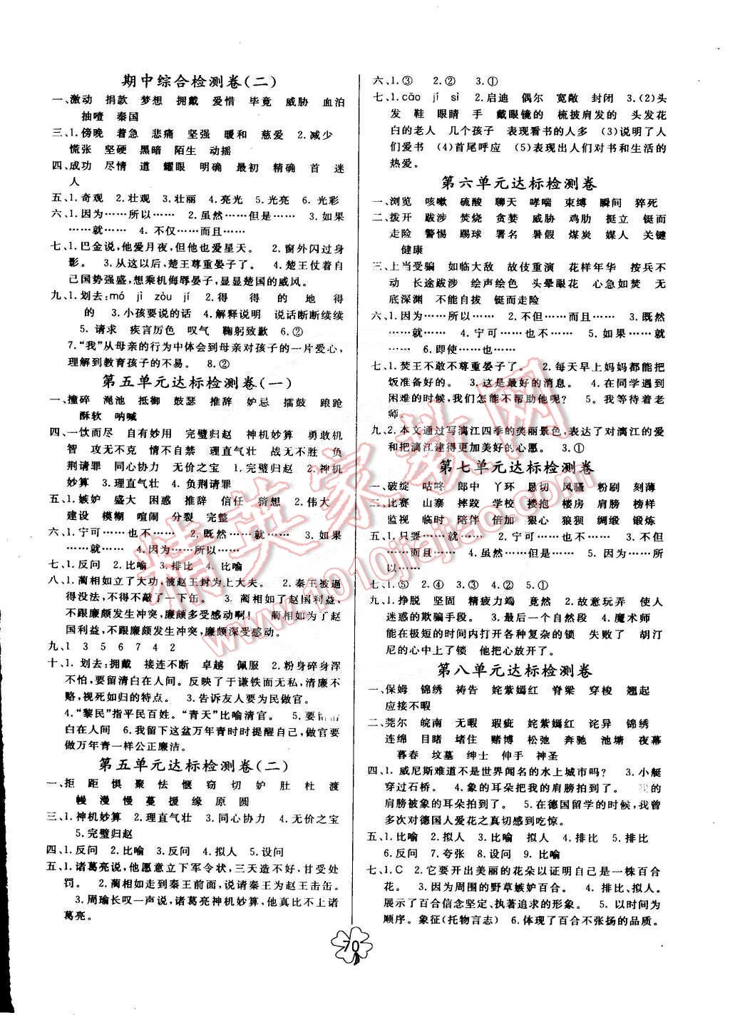 2015年名師名校全能金卷六年級語文下冊人教版 第2頁