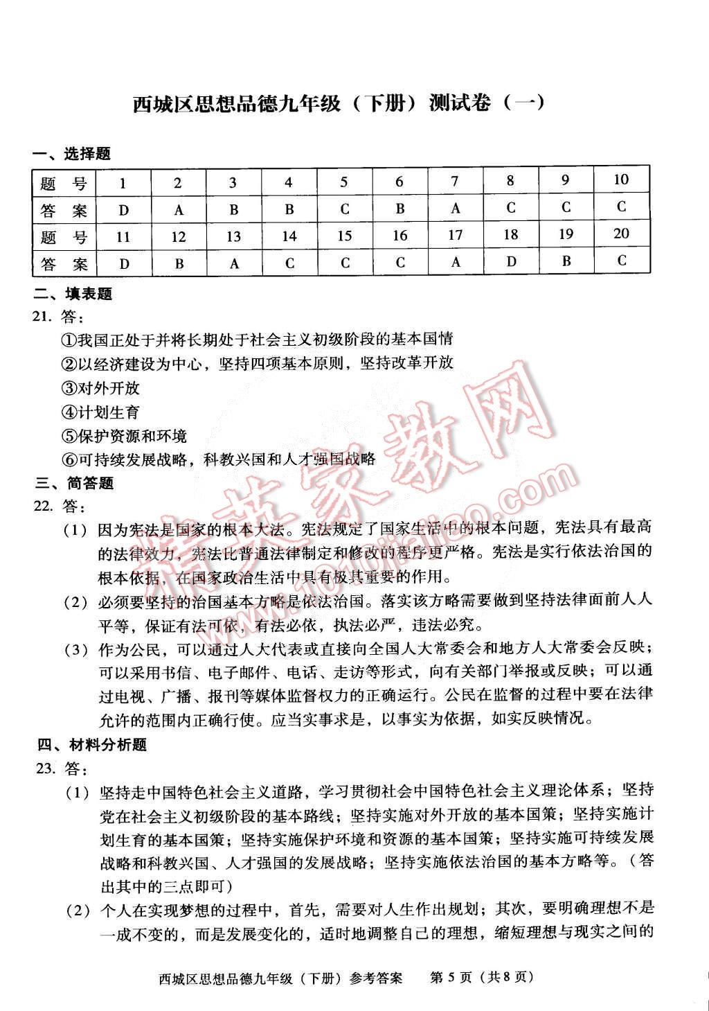 2015年學(xué)習(xí)探究診斷九年級思想品德下冊 第5頁