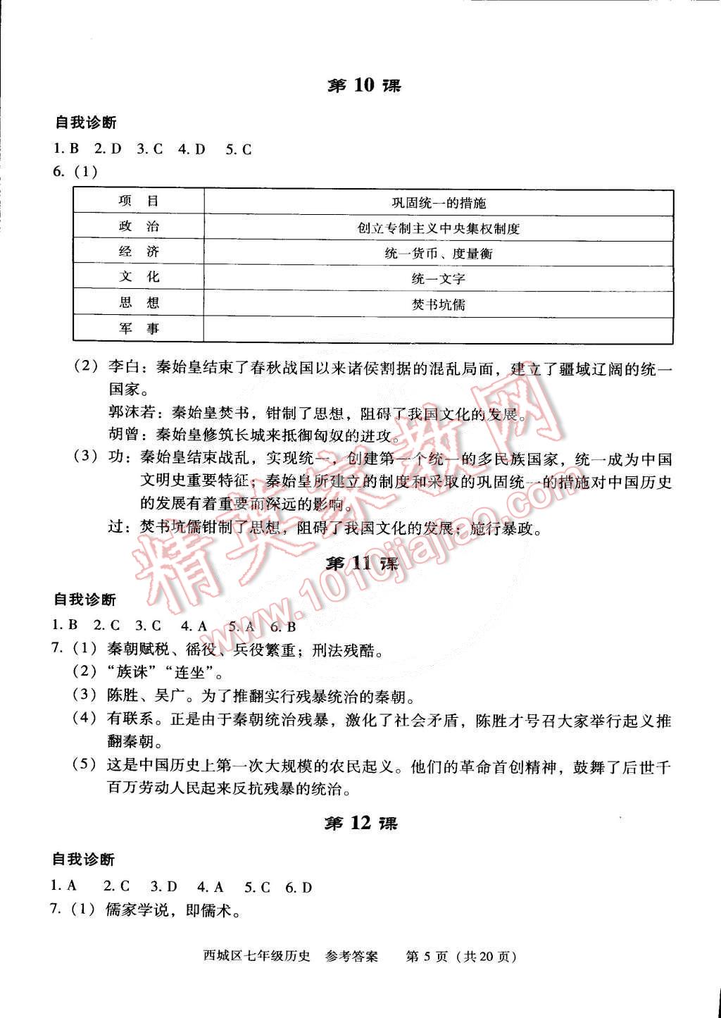 2014年學(xué)習(xí)探究診斷七年級(jí)歷史全一冊(cè) 第5頁(yè)