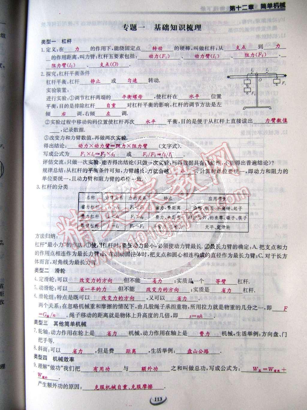 2015年乐学课堂课时学讲练八年级物理下册人教版 第113页