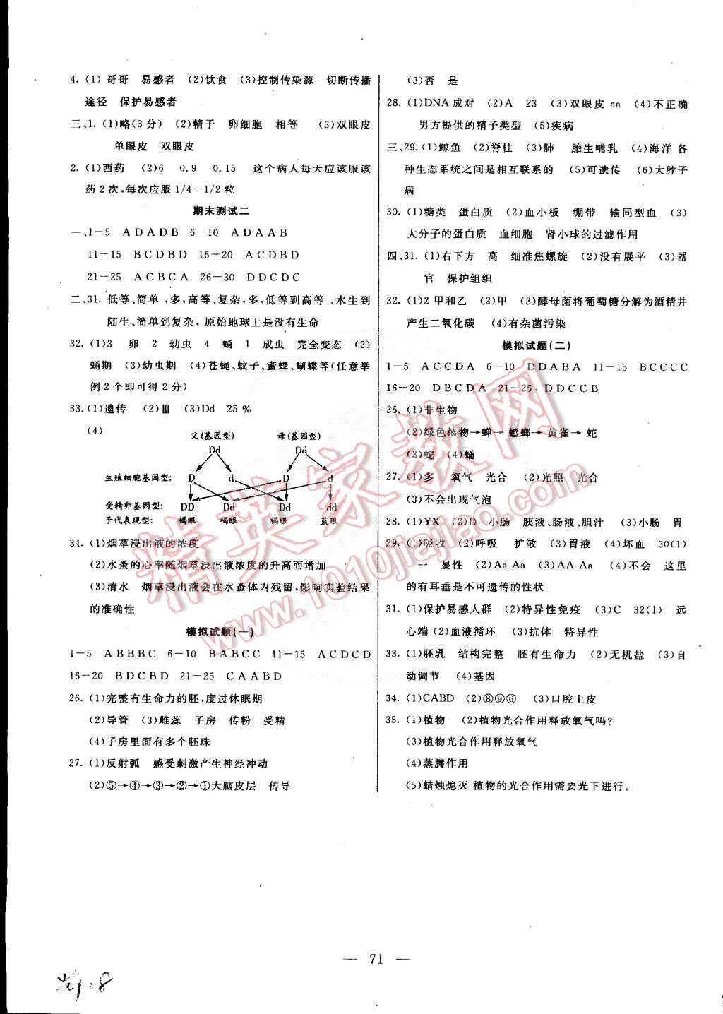 2015年名师导航完全大考卷八年级生物下册人教版 第3页