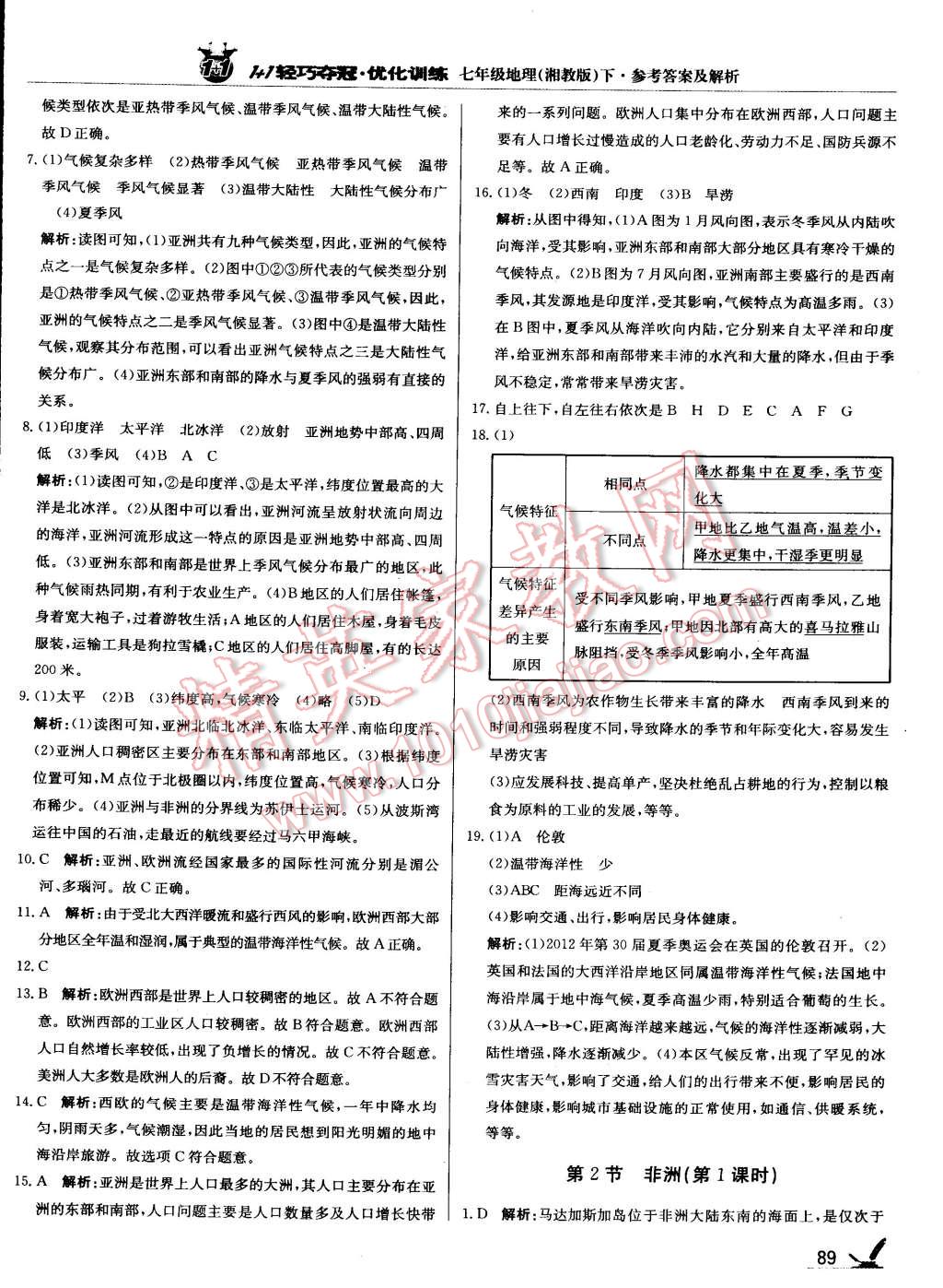 2015年1加1轻巧夺冠优化训练七年级地理下册湘教版银版 第2页