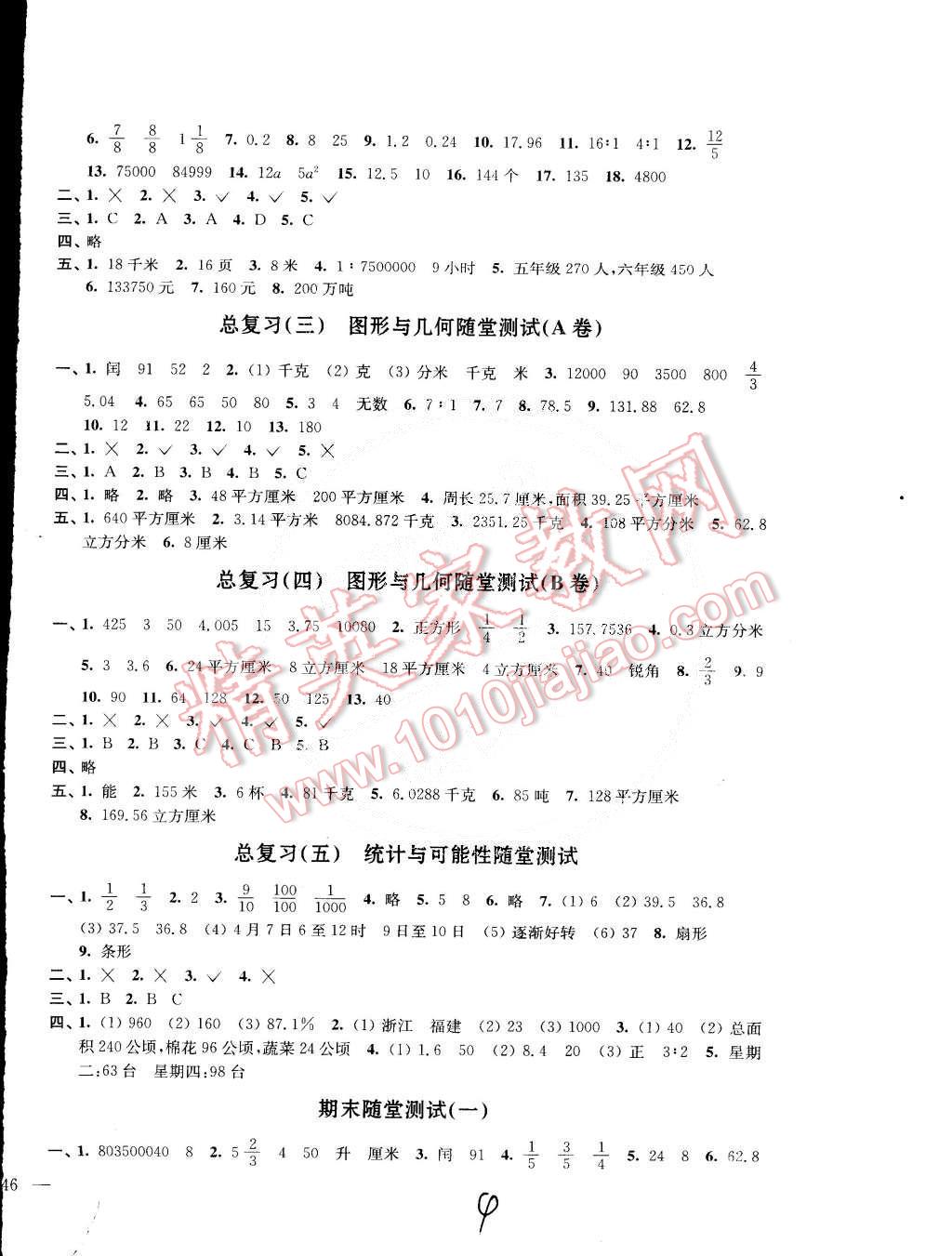 2015年互動新課堂單元達(dá)標(biāo)活頁卷六年級數(shù)學(xué)下冊江蘇版 第4頁