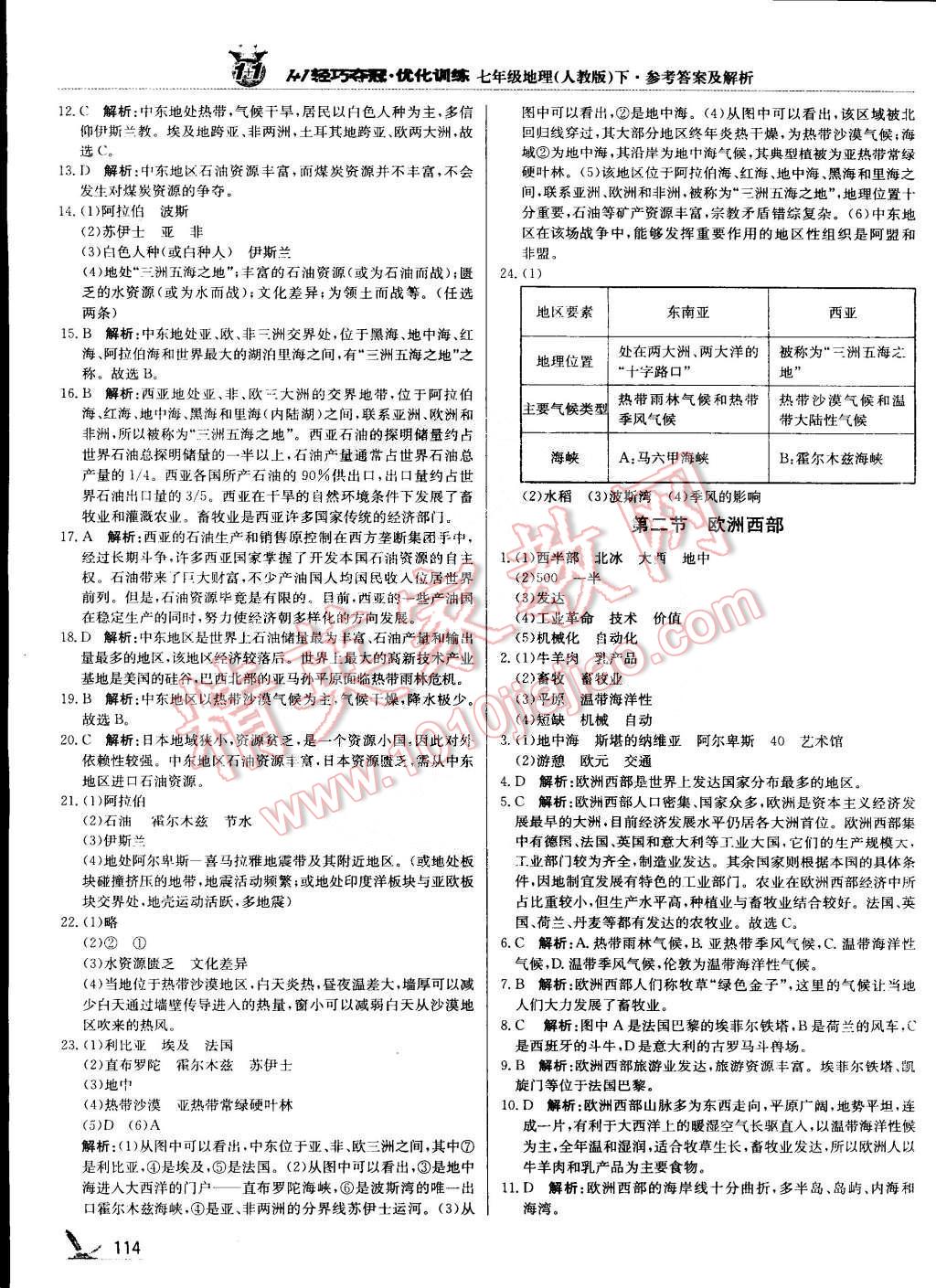 2015年1加1轻巧夺冠优化训练七年级地理下册人教版银版 第11页