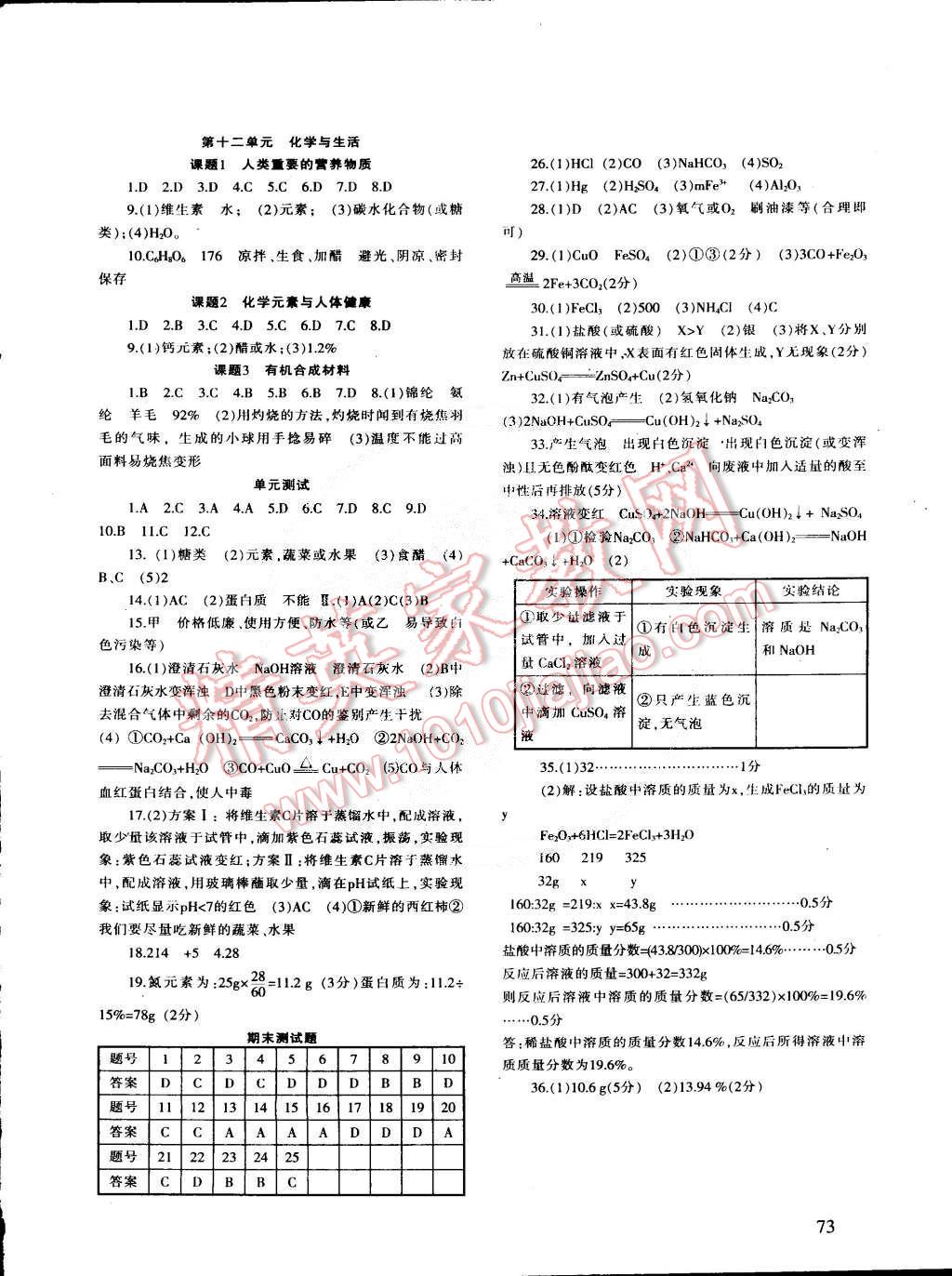 2015年化学配套综合练习九年级下册人教版 第4页