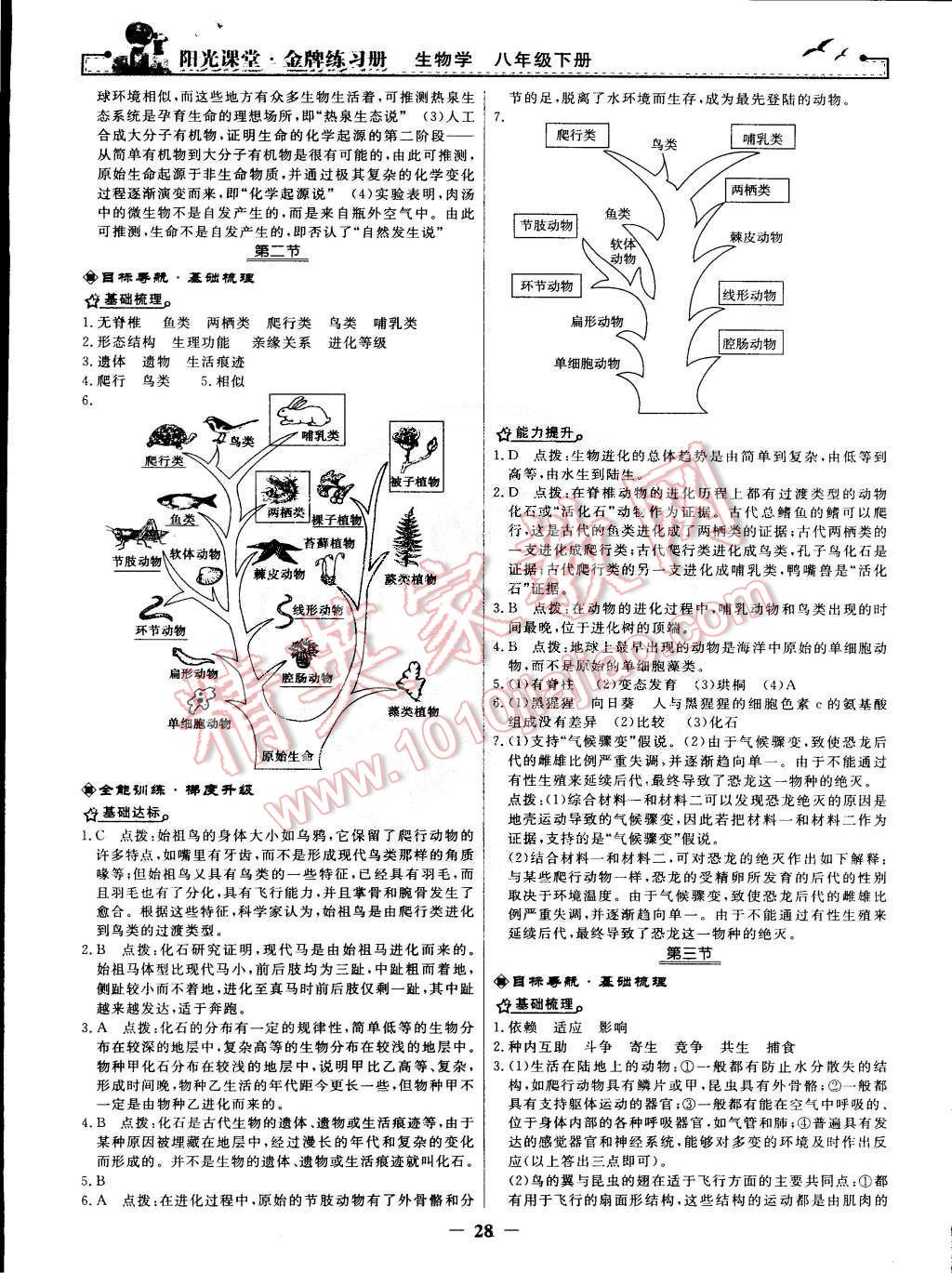 2015年陽(yáng)光課堂金牌練習(xí)冊(cè)八年級(jí)生物學(xué)下冊(cè)人教版 第8頁(yè)