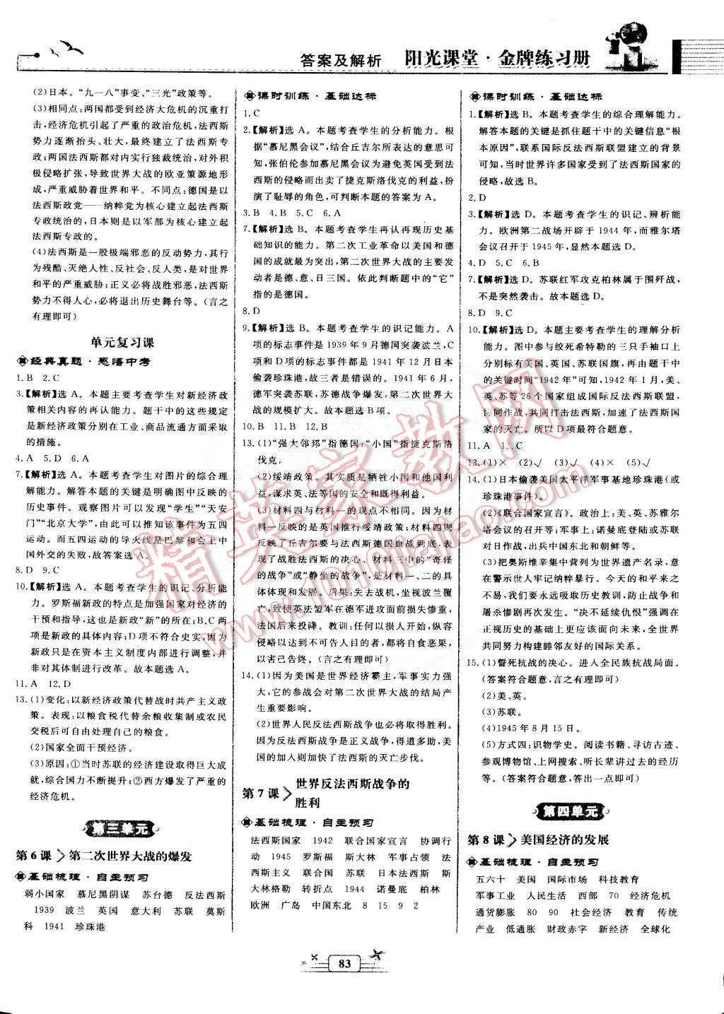 2015年陽光課堂金牌練習(xí)冊九年級世界歷史下冊人教版 第3頁