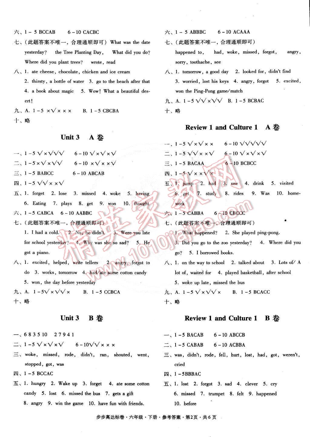 2015年步步高達標卷六年級英語下冊粵人民版 第14頁