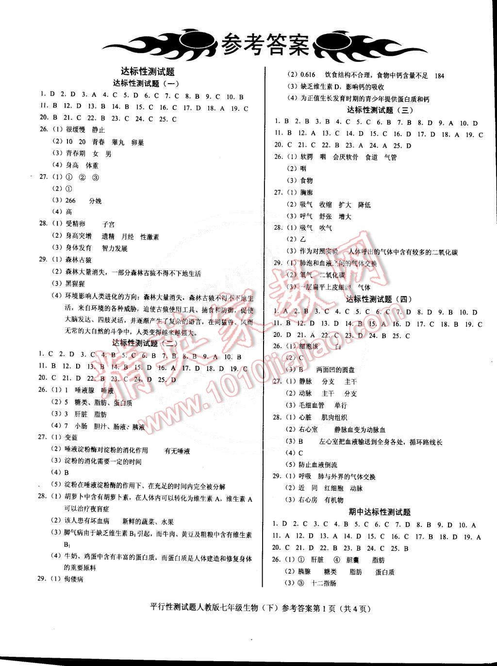 2015年學(xué)考2加1七年級(jí)生物下冊(cè)人教版 第1頁(yè)