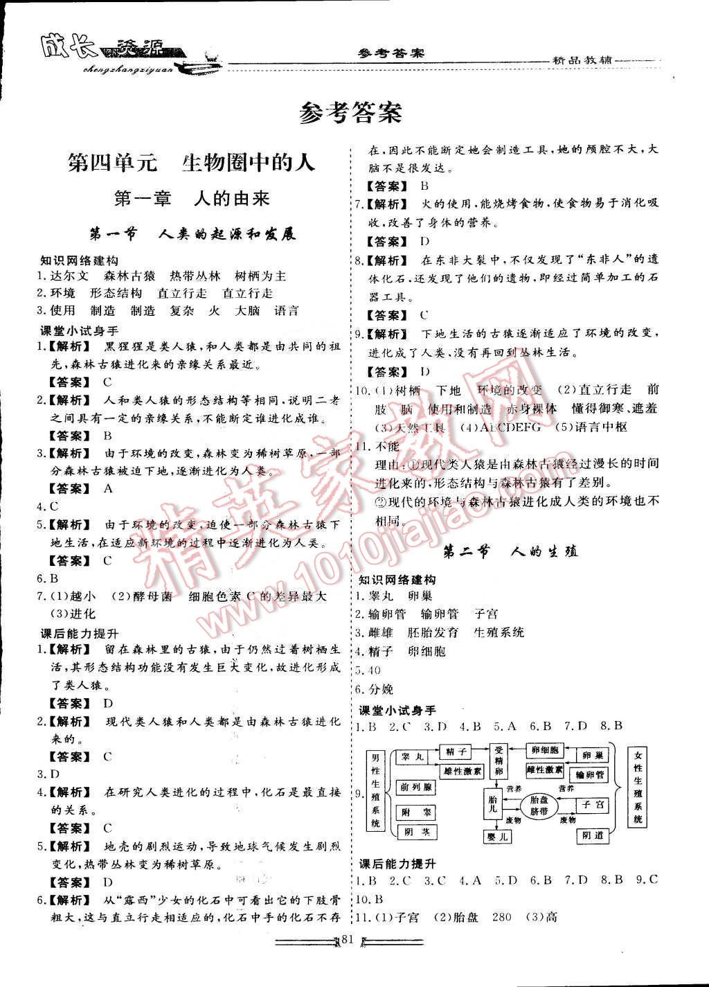 2015年新课程成长资源七年级生物下册 第1页