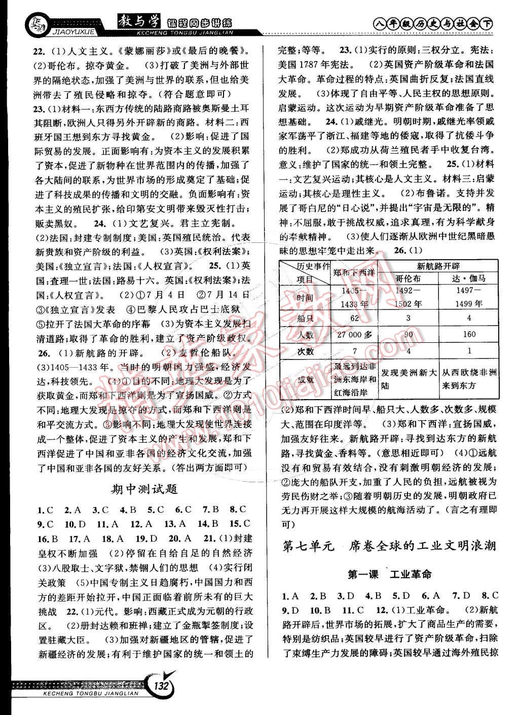 2015年教與學課程同步講練八年級歷史與社會下冊人教版 第6頁