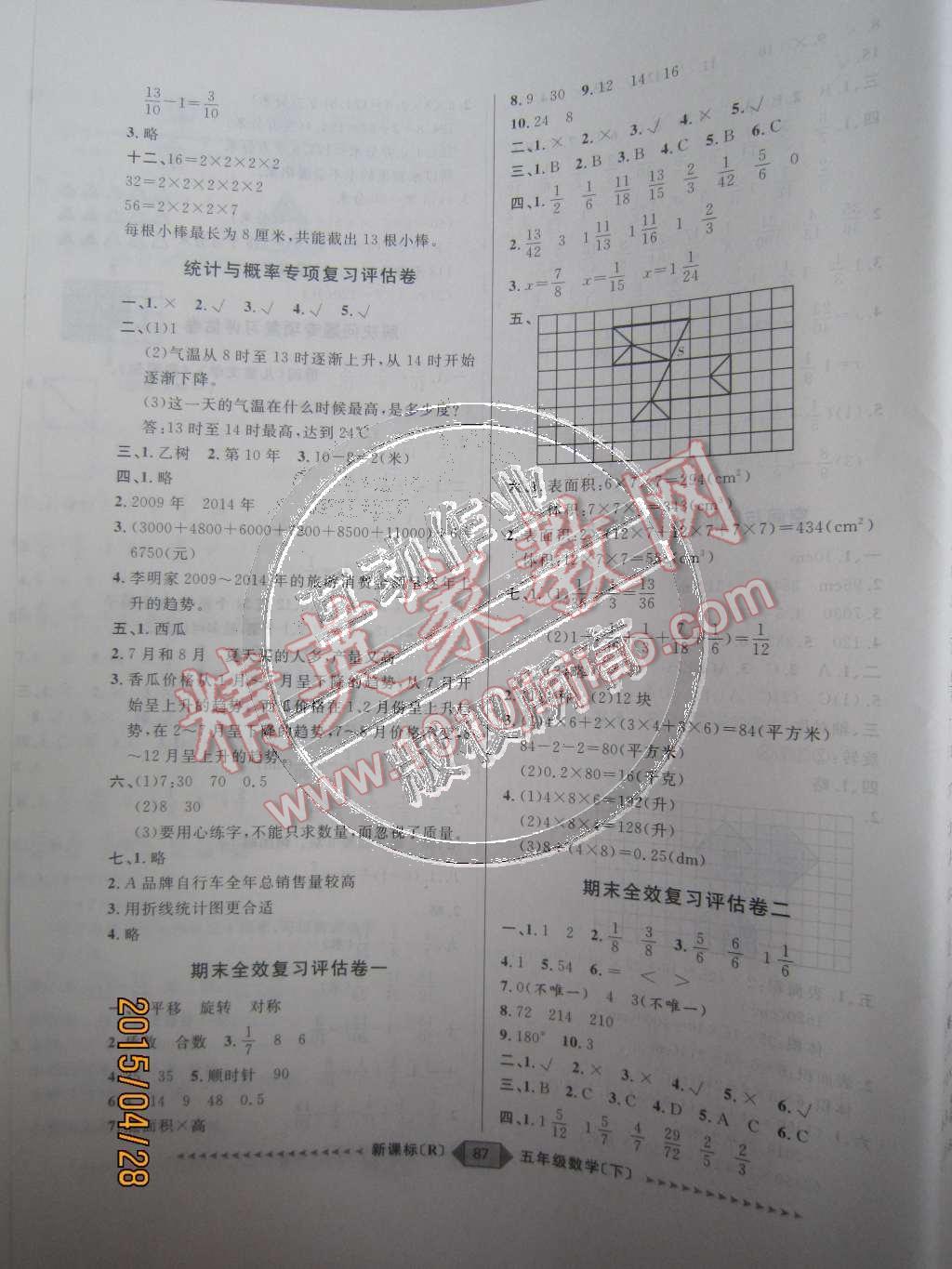 2015年阳光计划第二步五年级数学下册人教版 第7页