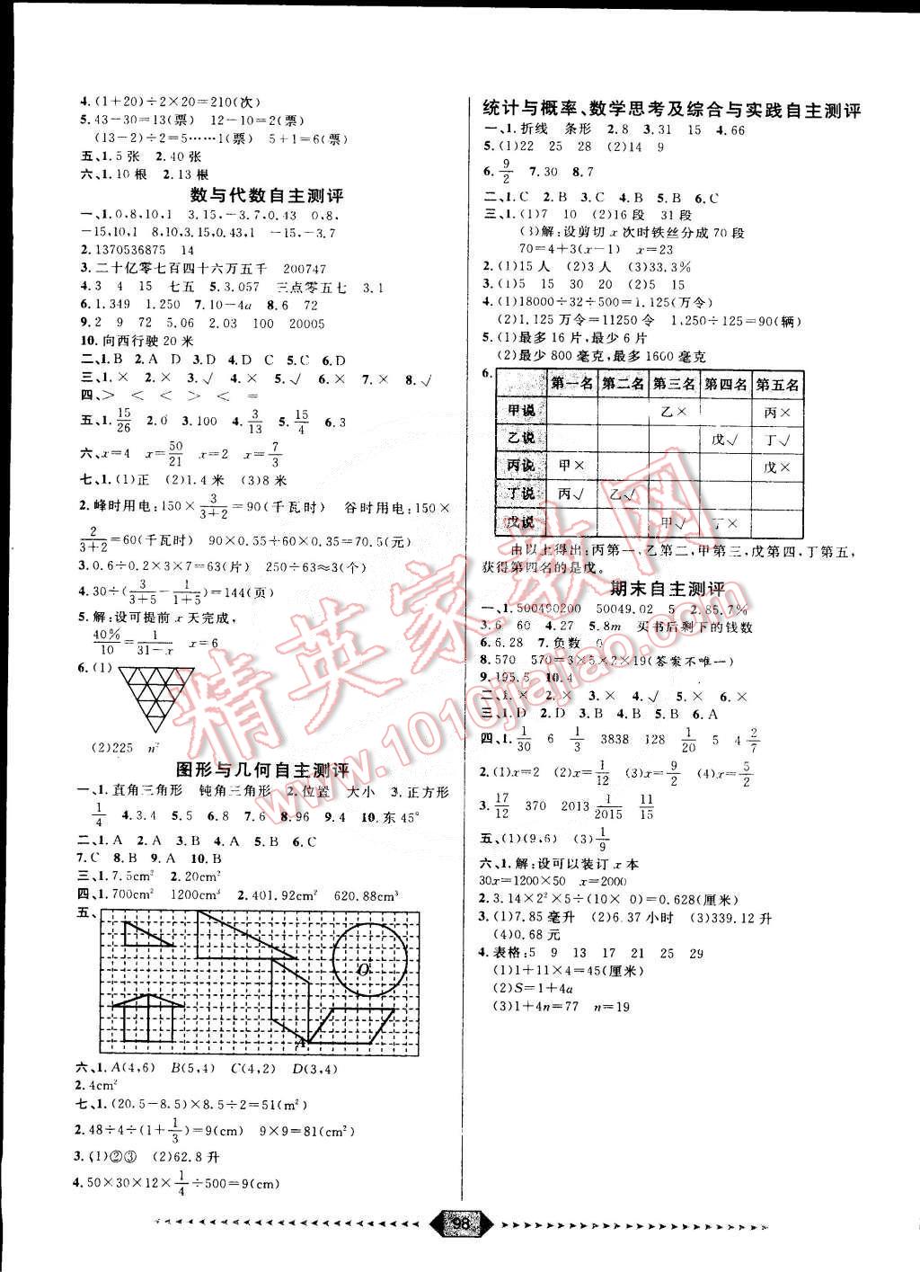 2015年陽光計劃第一步六年級數(shù)學下冊人教版 第10頁