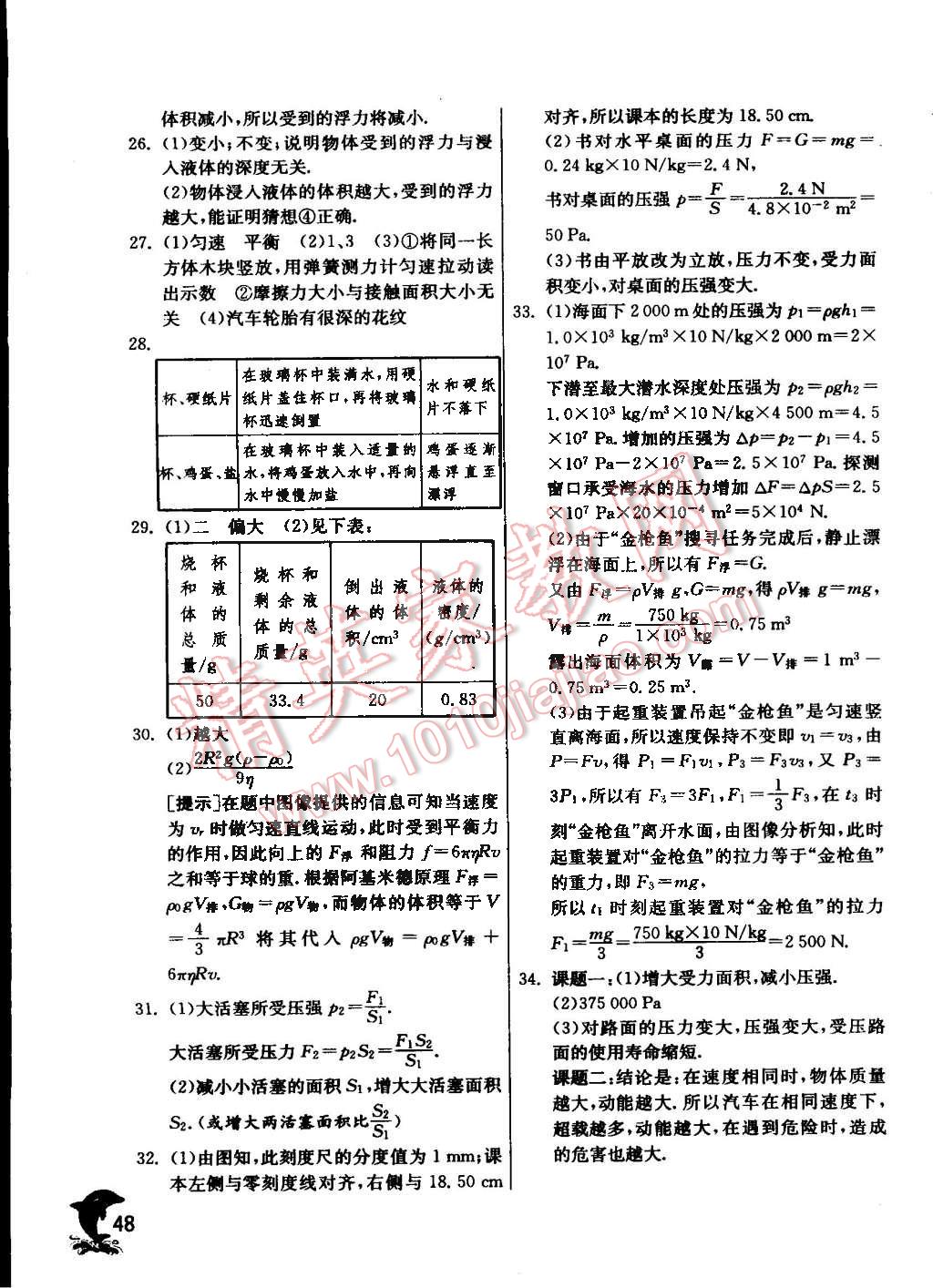 2016年实验班提优训练八年级物理下册苏科版 第48页