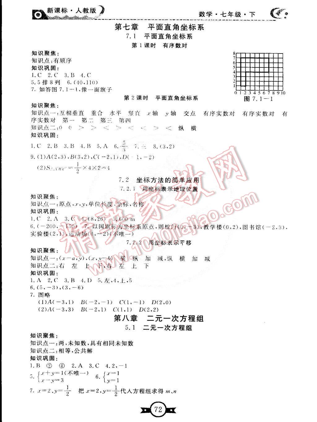 2015年赢在新课堂随堂小测七年级数学下册人教版 第4页