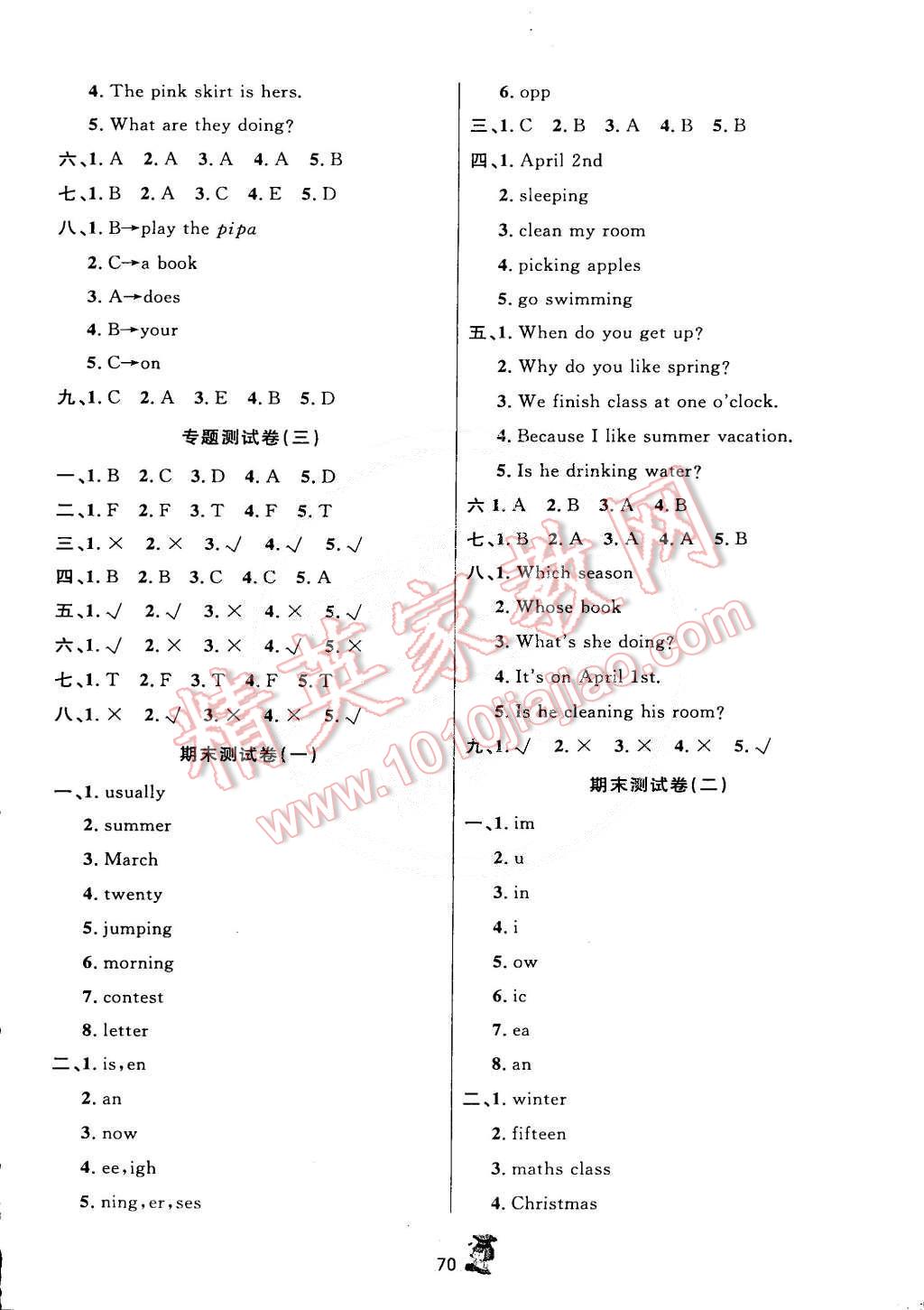 2015年百分金卷奪冠密創(chuàng)變新測試五年級英語下冊人教版 第6頁