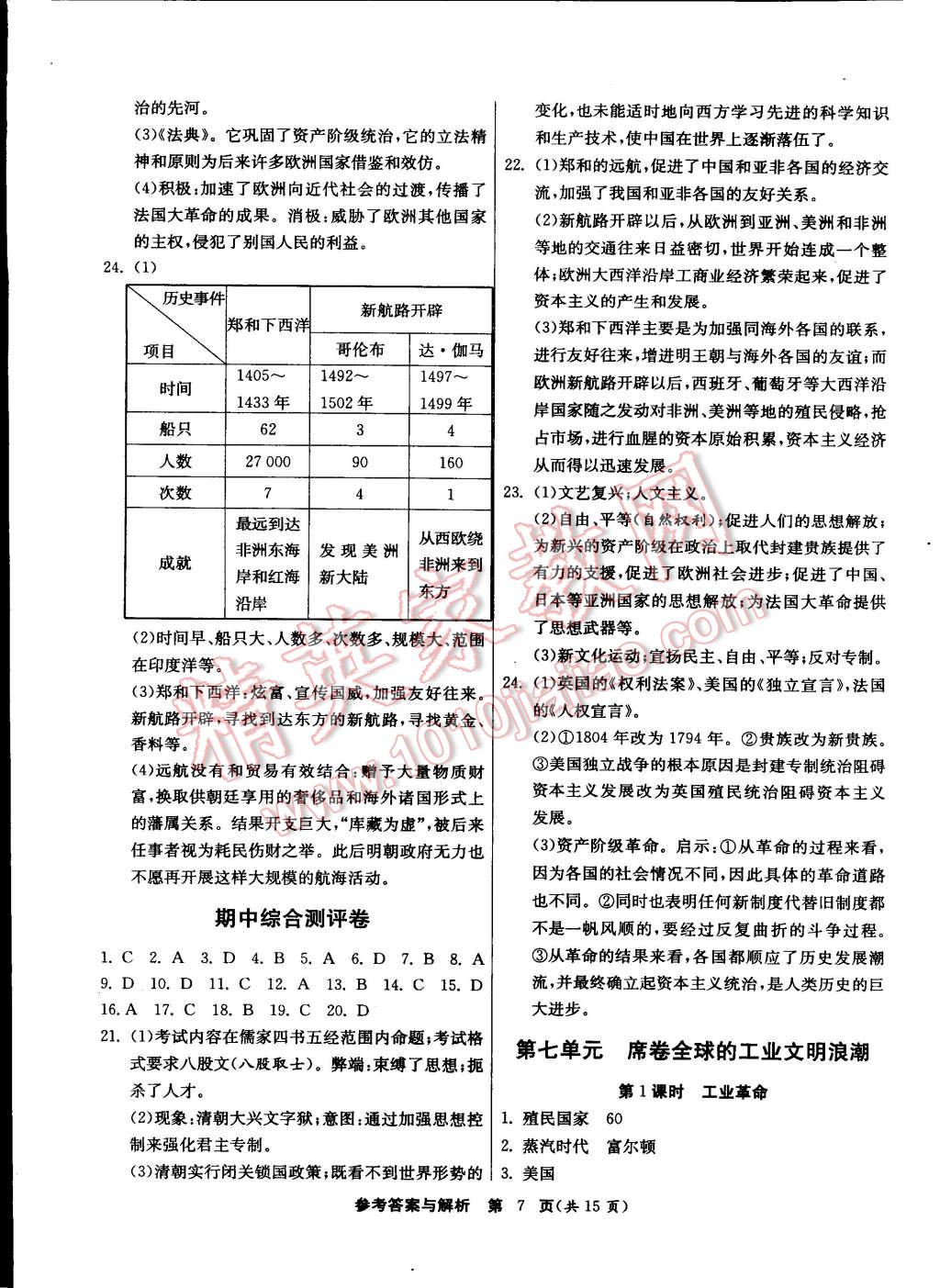 2015年課時(shí)訓(xùn)練八年級(jí)歷史與社會(huì)下冊(cè)人教版 第7頁(yè)