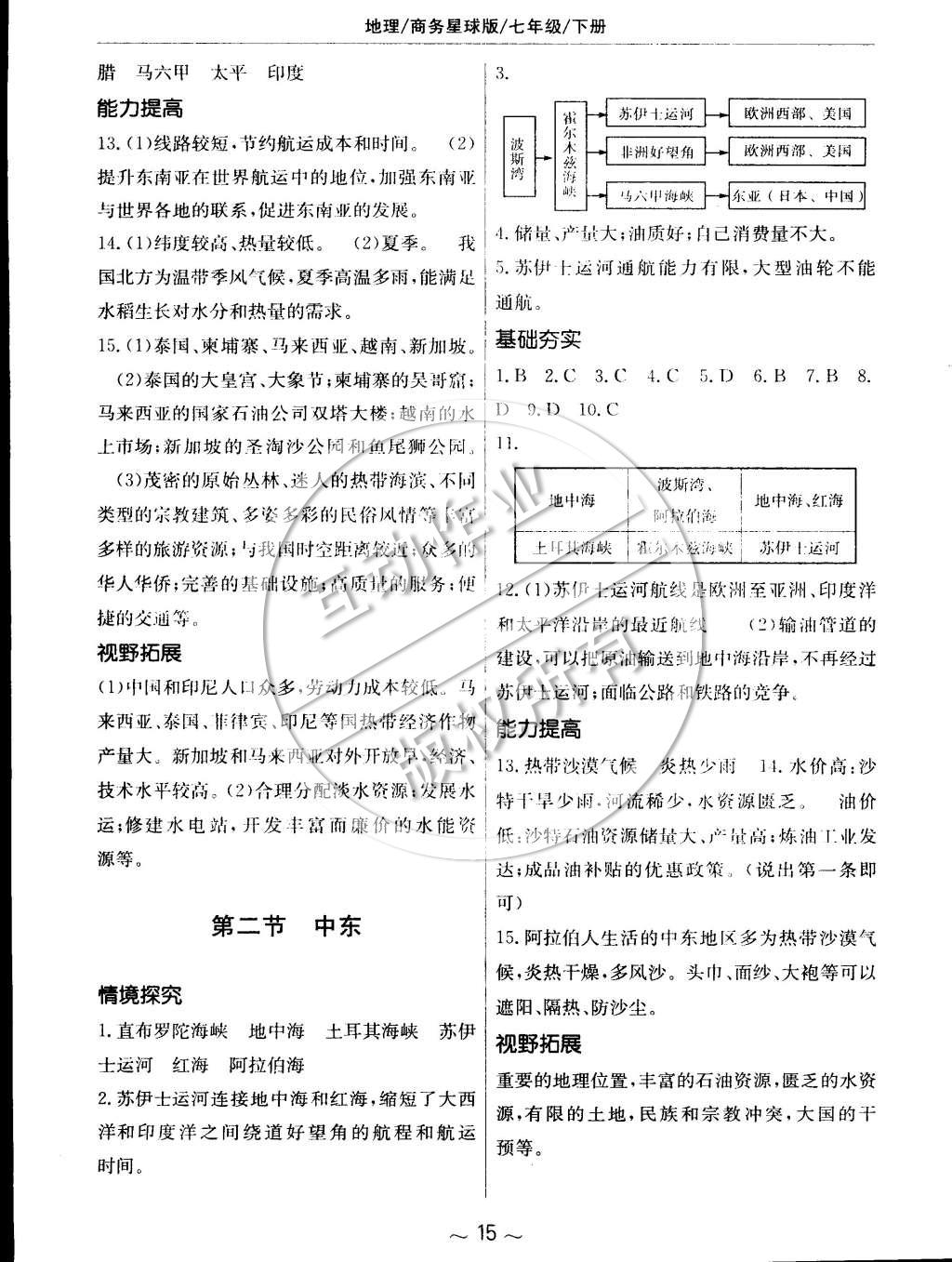 2015年新编基础训练七年级地理下册商务星球版 第3页