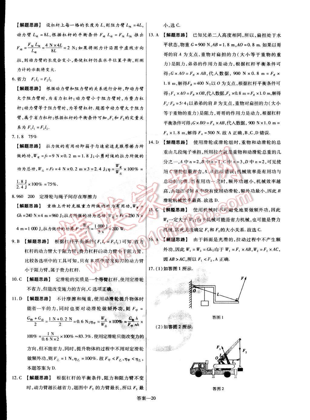 2015年金考卷活頁(yè)題選八年級(jí)物理下冊(cè)滬科版 第20頁(yè)