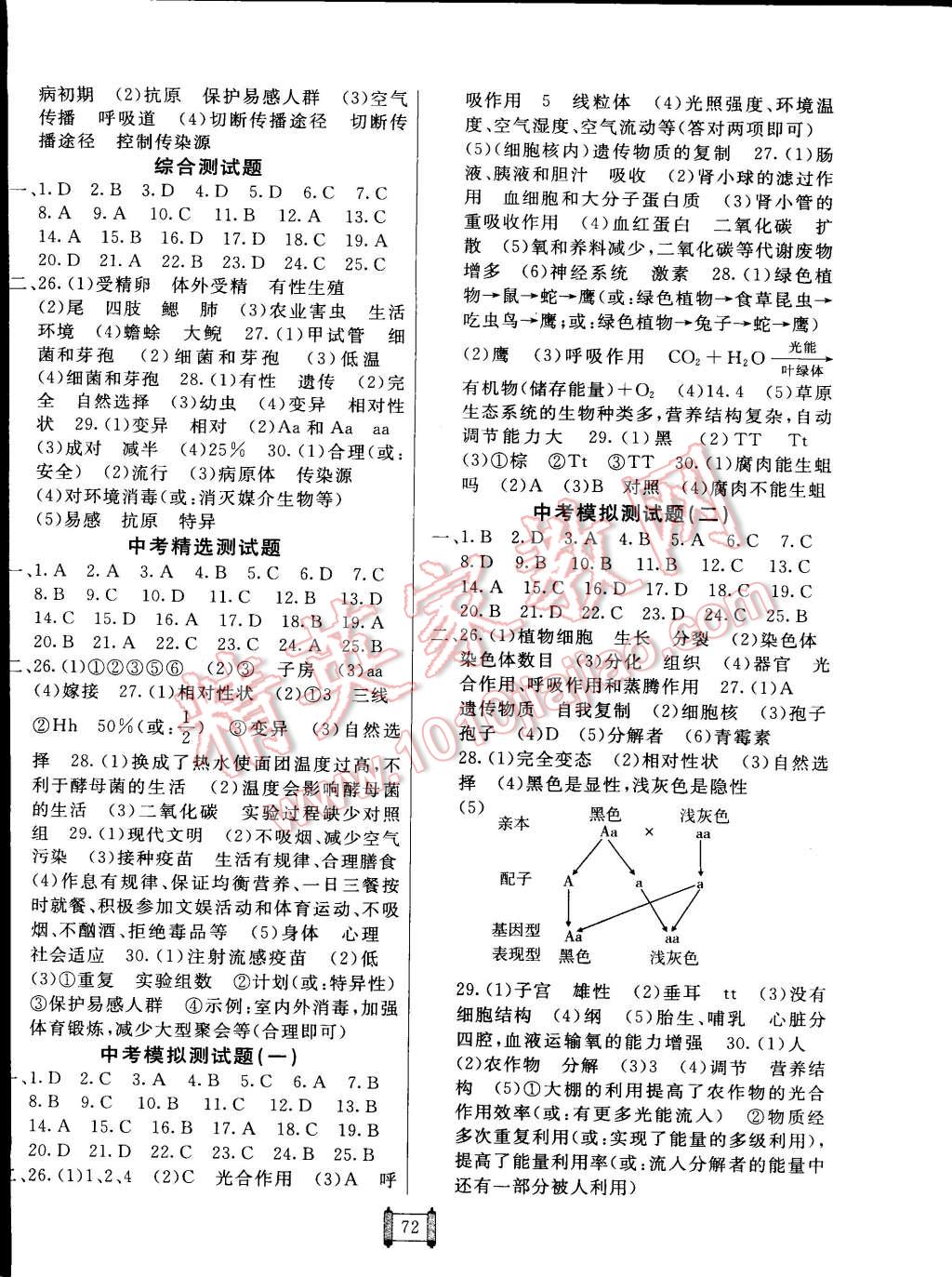 2015年海淀單元測試AB卷八年級生物下冊蘇教版 第4頁