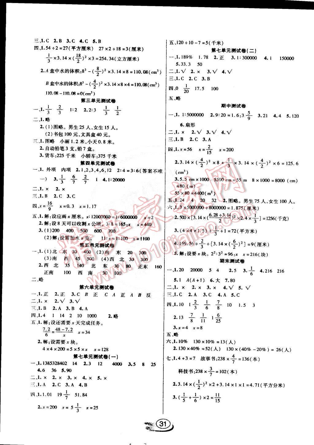 2015年全能測(cè)控課堂練習(xí)六年級(jí)數(shù)學(xué)下冊(cè)蘇教版 第7頁(yè)