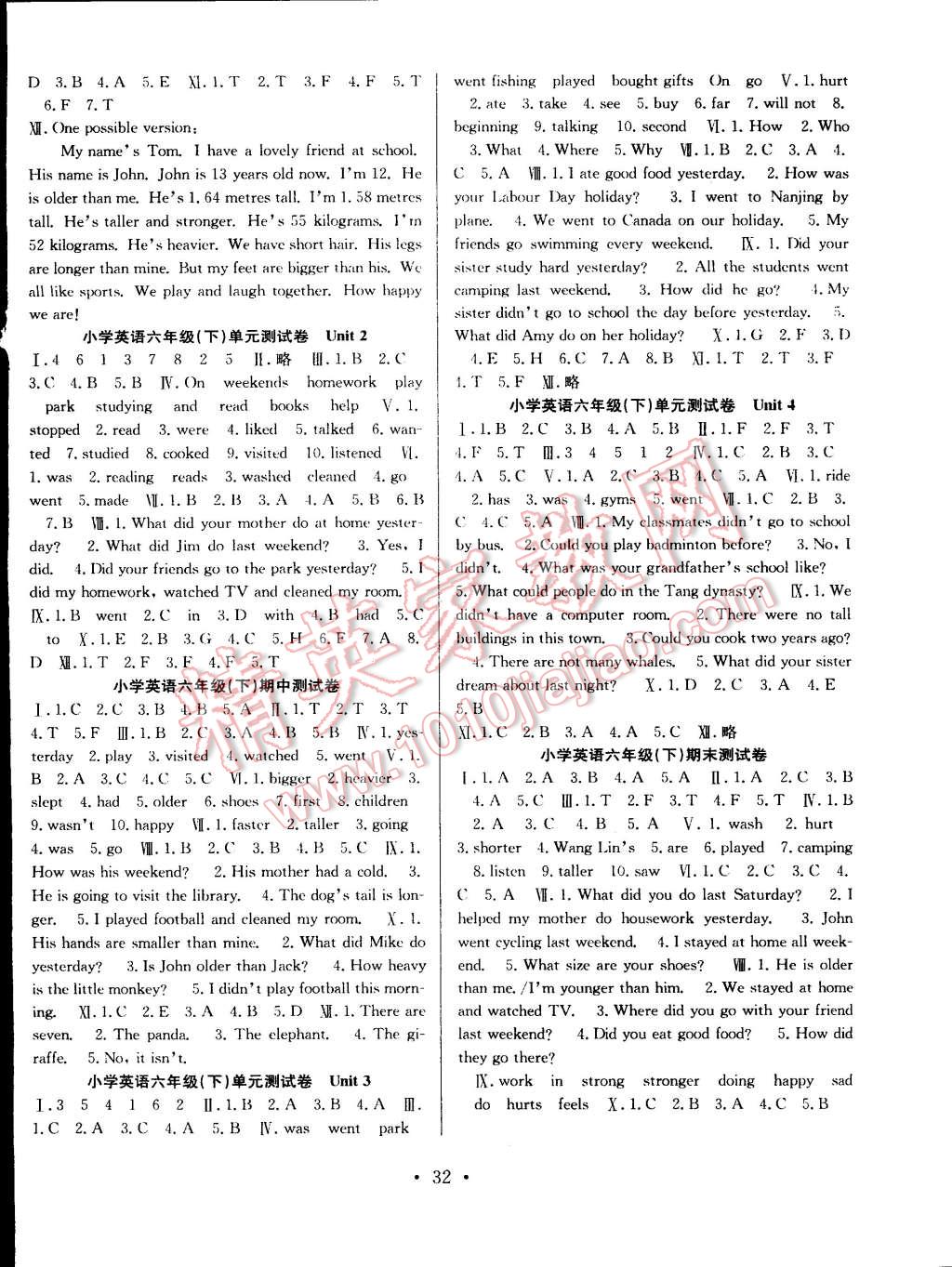 2015年贏在課堂課時(shí)作業(yè)六年級(jí)英語(yǔ)下冊(cè)人教版 第8頁(yè)