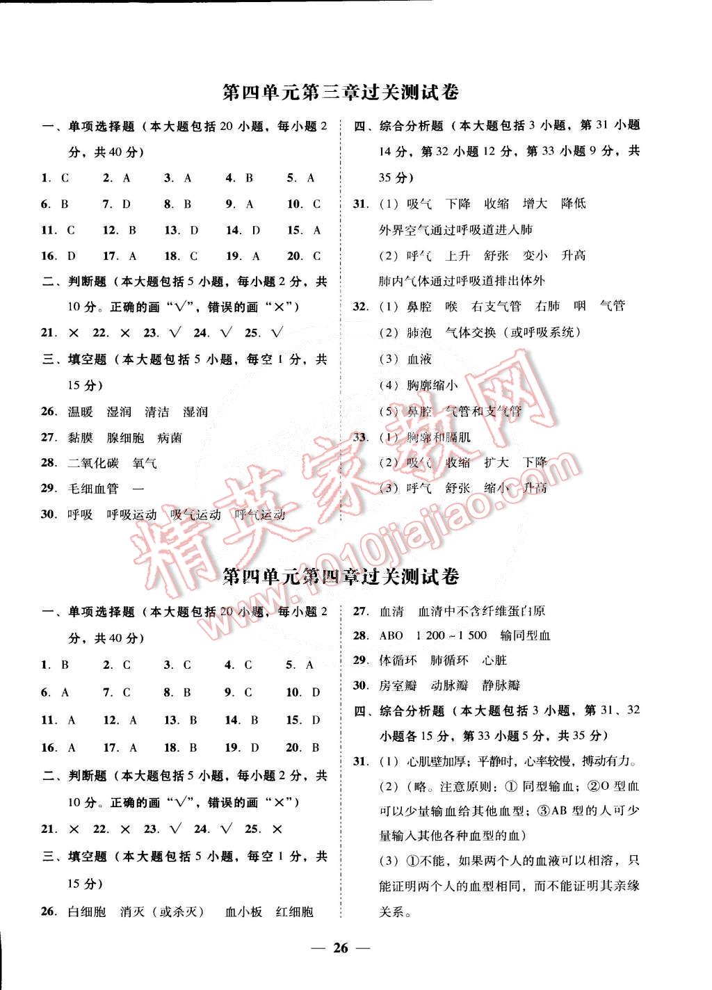 2015年百分导学七年级生物下册人教版 第4页