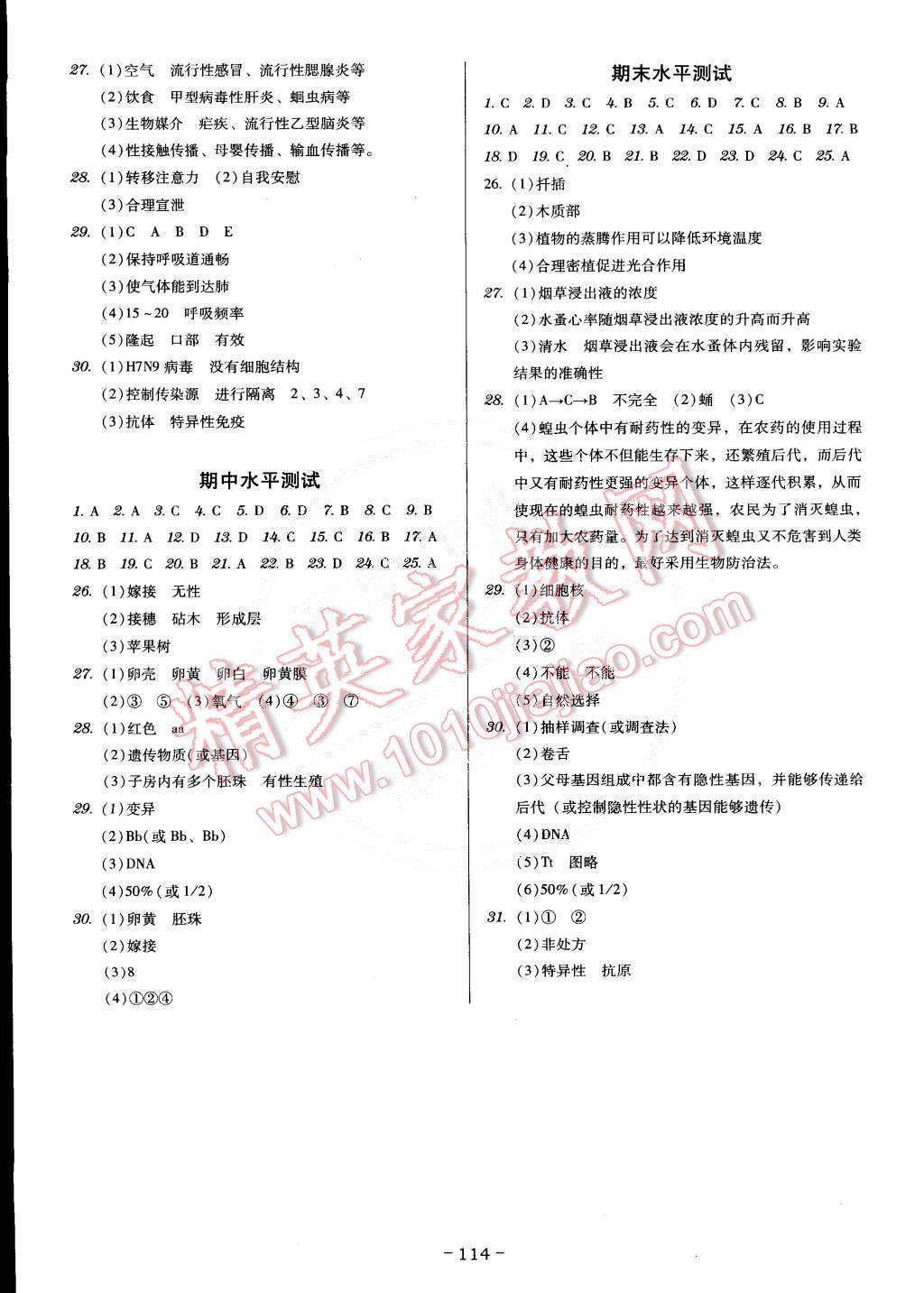 2015年百年學典廣東導學練八年級生物學下冊人教版 第8頁